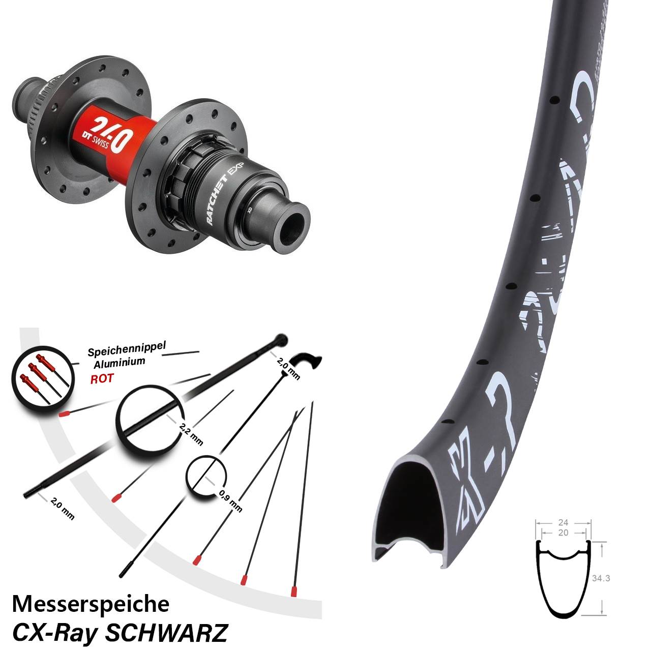 28-29 Zoll KX-R Road DT Swiss 240 EXP Disc Laufrad 12x142 SRAM XDR CX-Ray