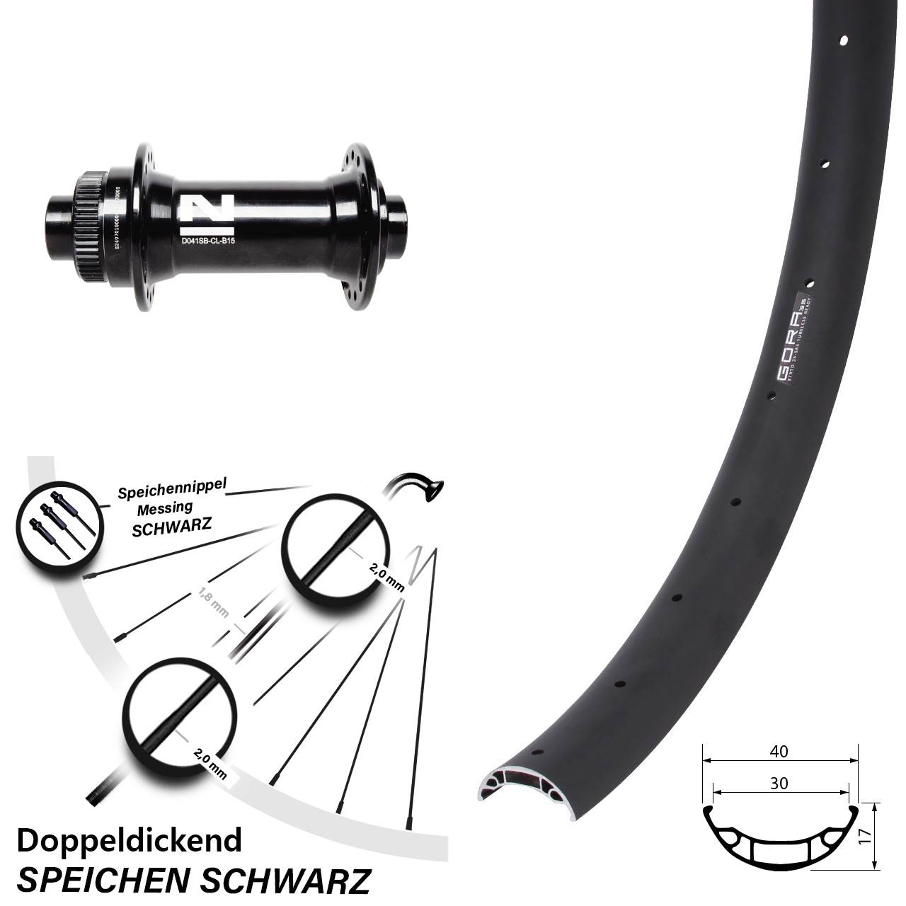 Disc Laufrad 27,5 Zoll Gora 35 Novatec D041 15x110 Boost