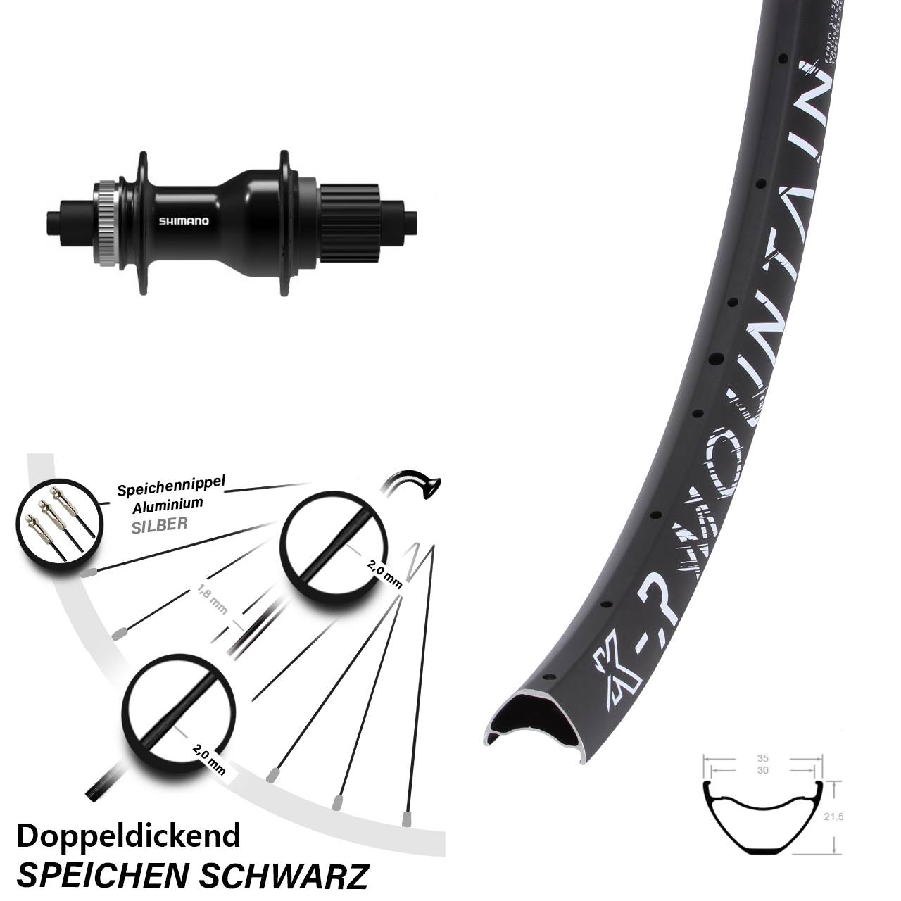 Centerlock Hinterrad QR 29 Zoll KX-R Mountain Shimano FH-QC500 Micro Spline