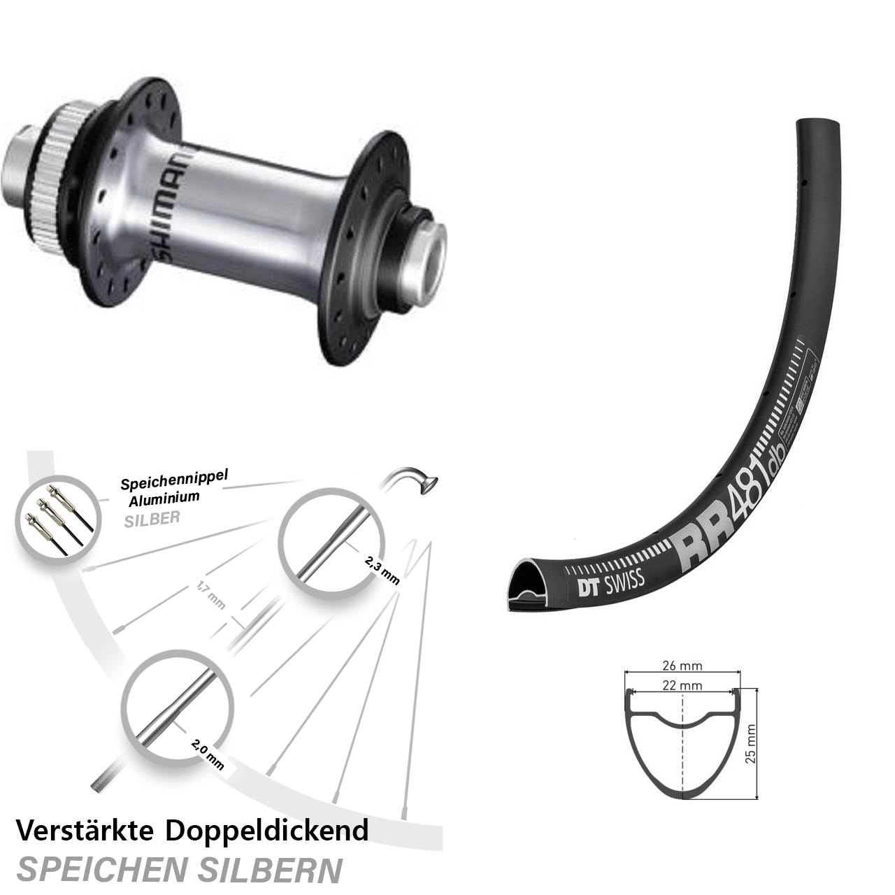 28 Zoll DT Swiss RR481 Shimano RS770 Disc Vorderrad 12x100