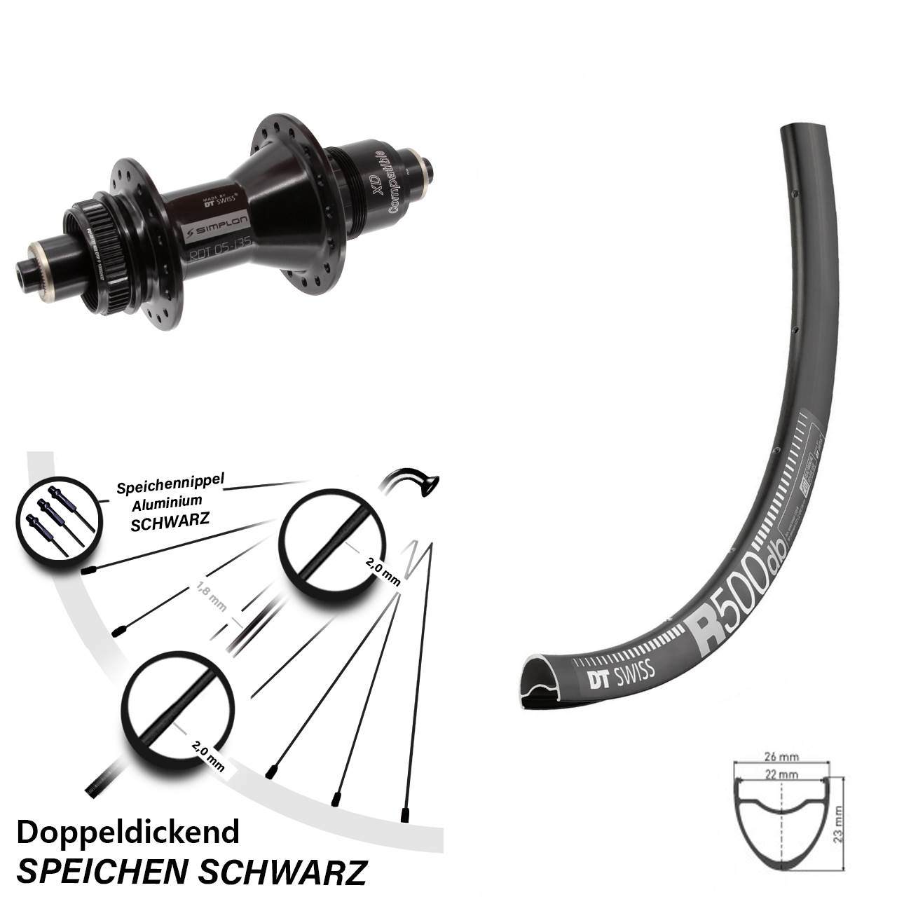 DT Swiss R 500-370 28-29 Zoll Disc Laufrad QR SRAM XD