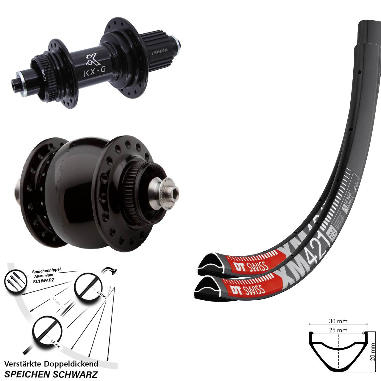 DT Swiss XM421 KX-GS Heavy Duty SON delux 29 Zoll Disc Laufradsatz QR Shimano Micro Spline