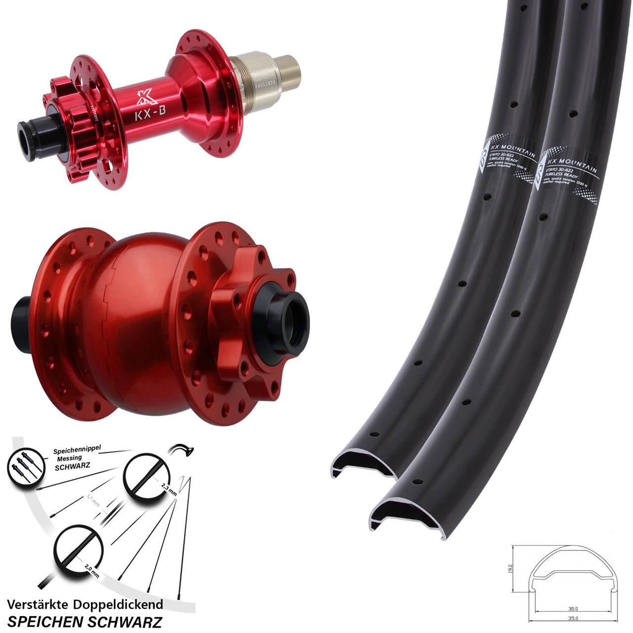 Disc Laufrad-Satz 29 Zoll KX-B Mountain TR rot SON 28 SRAM XD 15x110 12x148