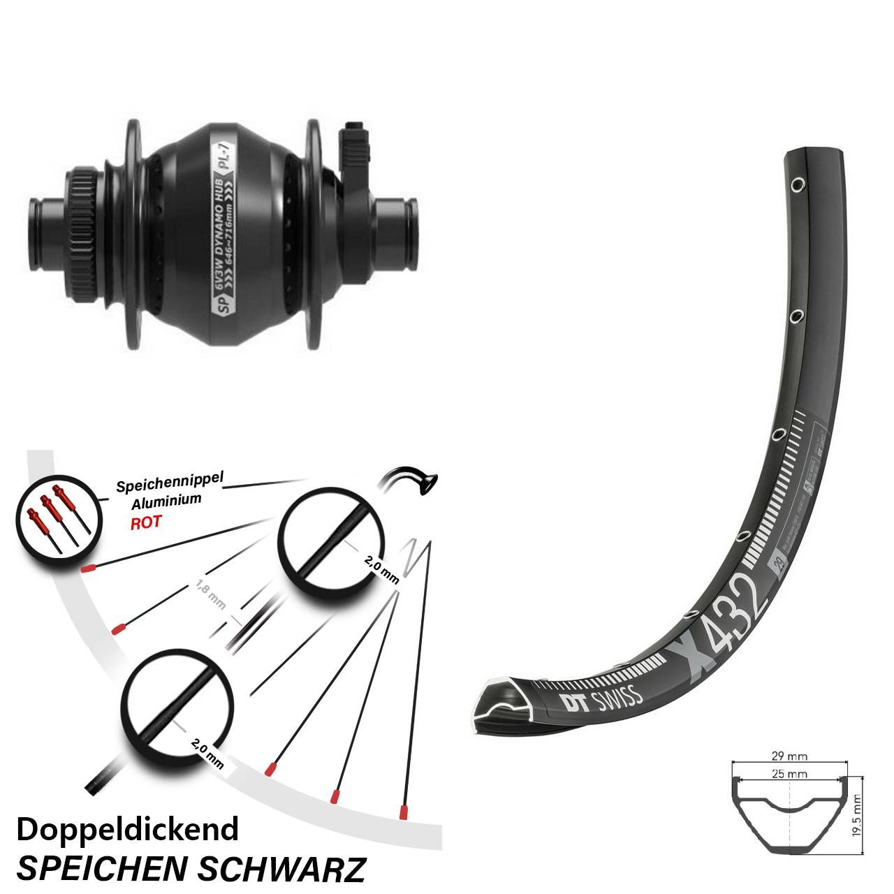 Vorderrad 28-29 Zoll DT Swiss X432 Shutter PL-7 12x100 Centerlock