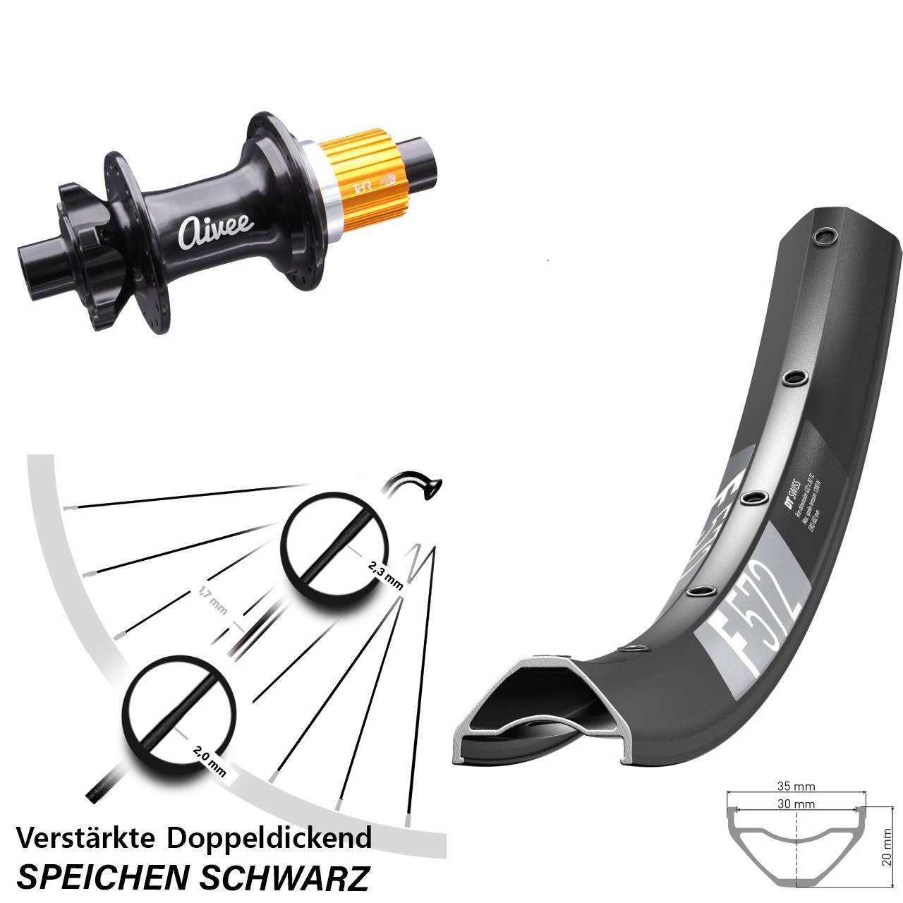 Disc Laufrad 29 Zoll DT Swiss F572 Aivee Classic Shimano Micro Spline 12x148