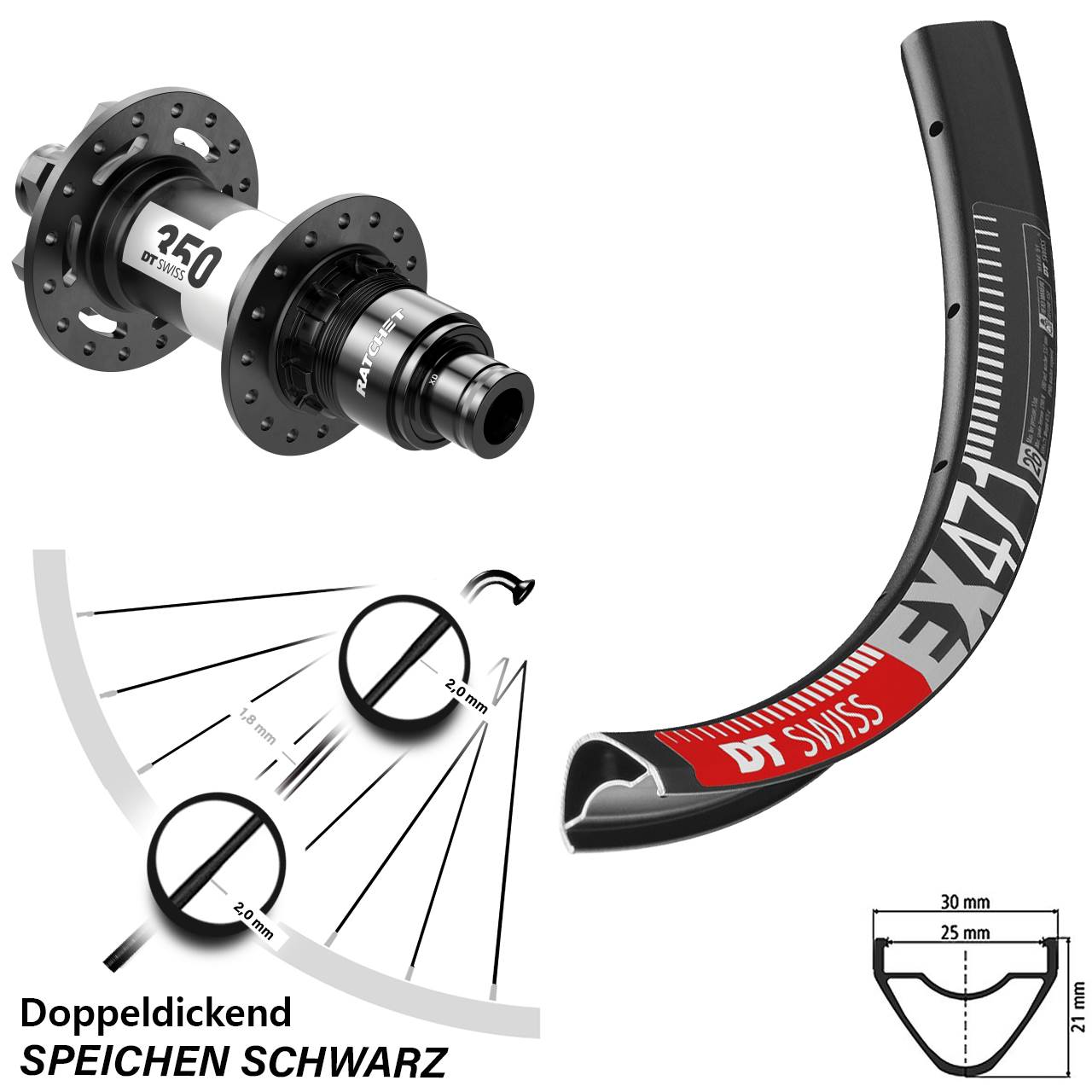 27,5 Zoll DT Swiss EX 471 Hinterrad 350 6-Loch XD 12x148