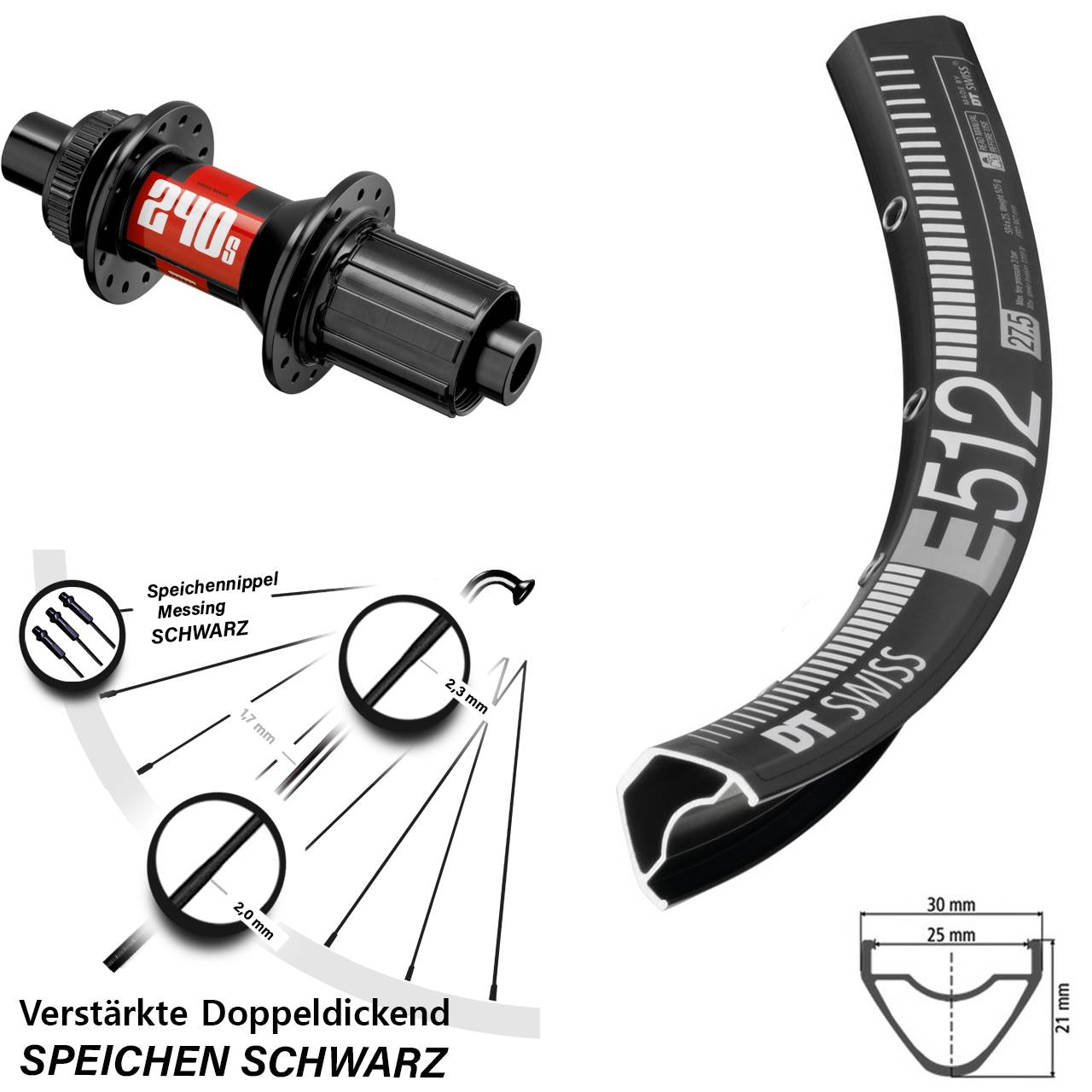 DT Swiss E 512 240s 29 Zoll Disc Hinterrad 12x148 8-11 fach