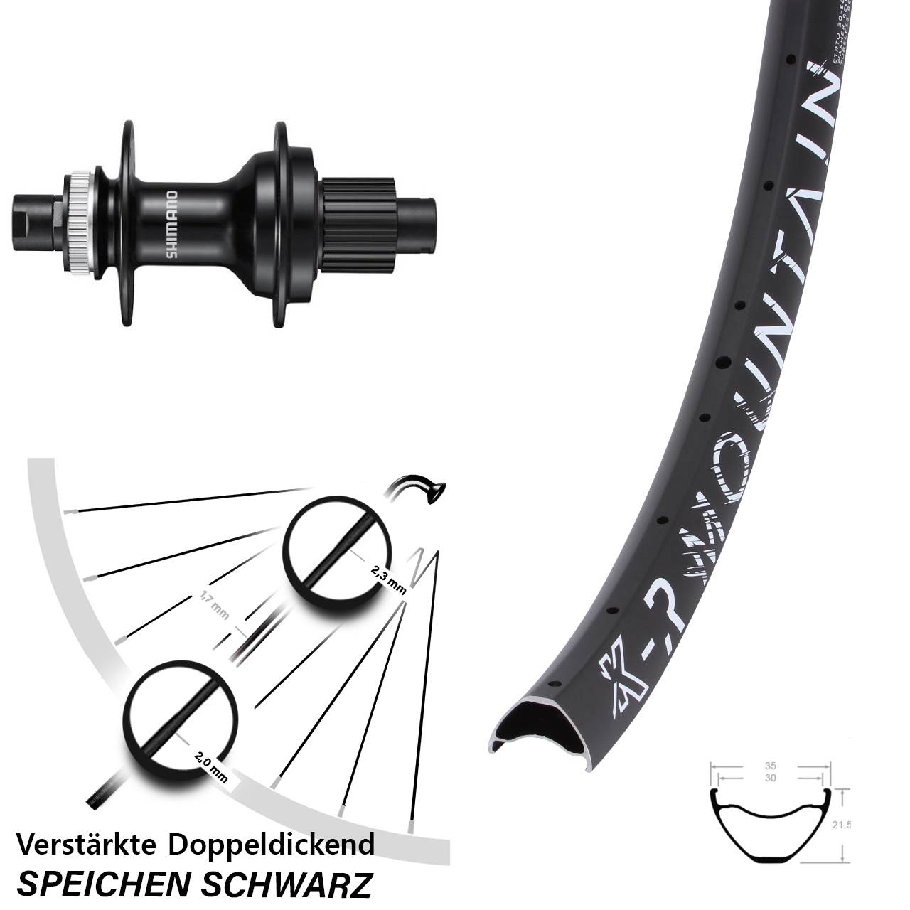Disc Hinterrad 12x142 27,5 Zoll KX-R Mountain Shimano FH-MT510 Micro Spline