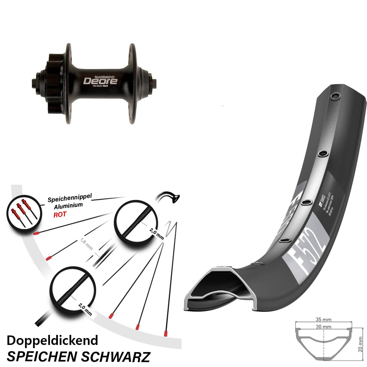 Disc Laufrad QR 29 Zoll DT Swiss F572 Shimano Deore