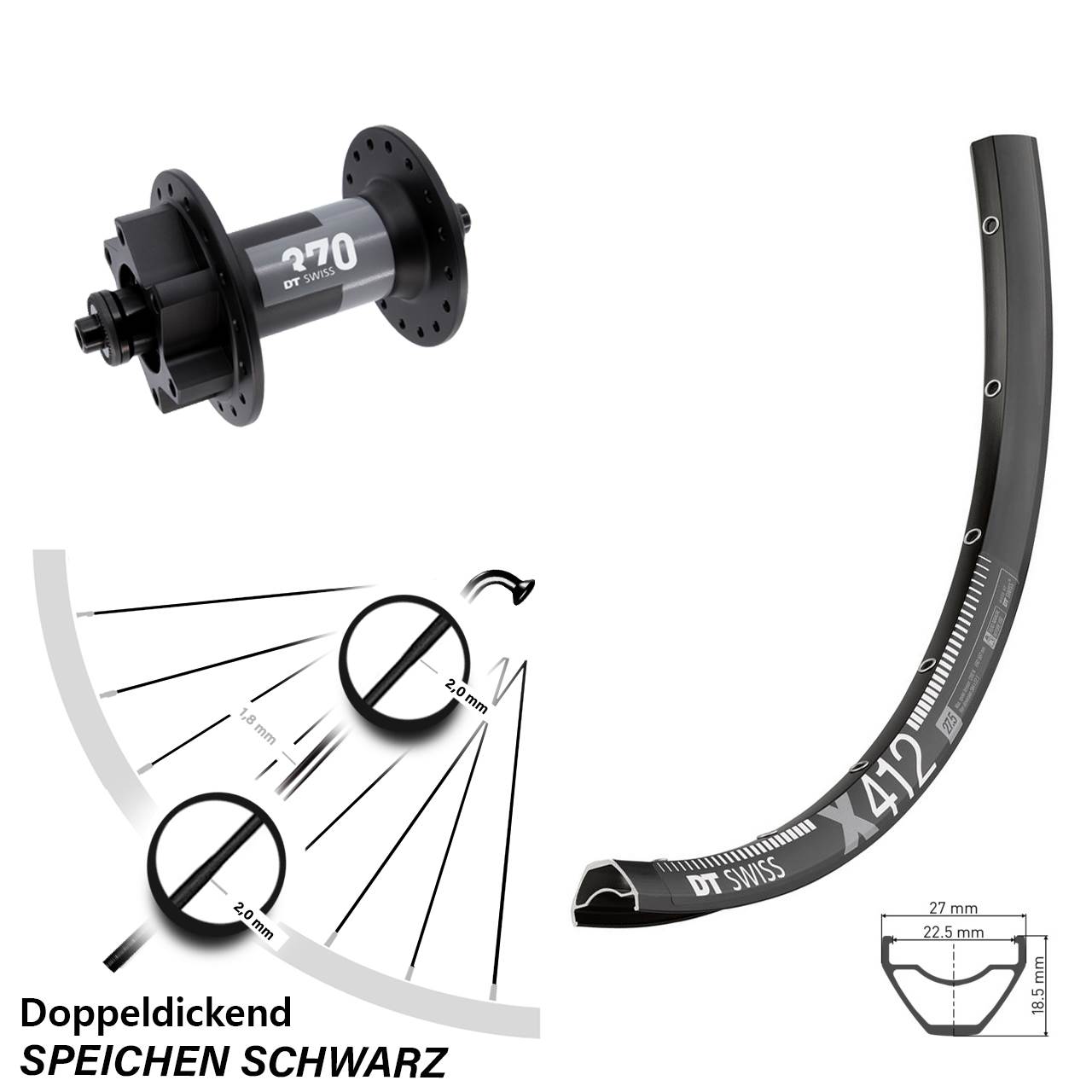 Vorderrad 29 Zoll DT Swiss X 412-370 6-Loch QR