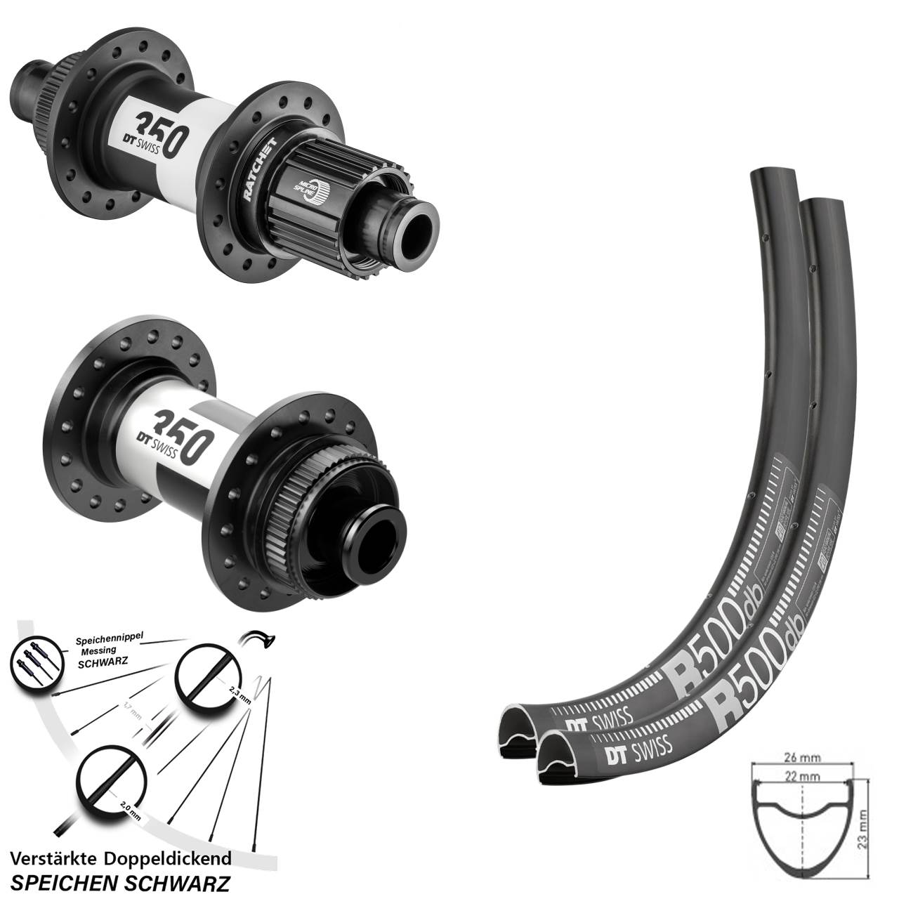 29 Zoll DT Swiss R500 350 Micro Spline Centerlock Laufradsatz 12x100/142