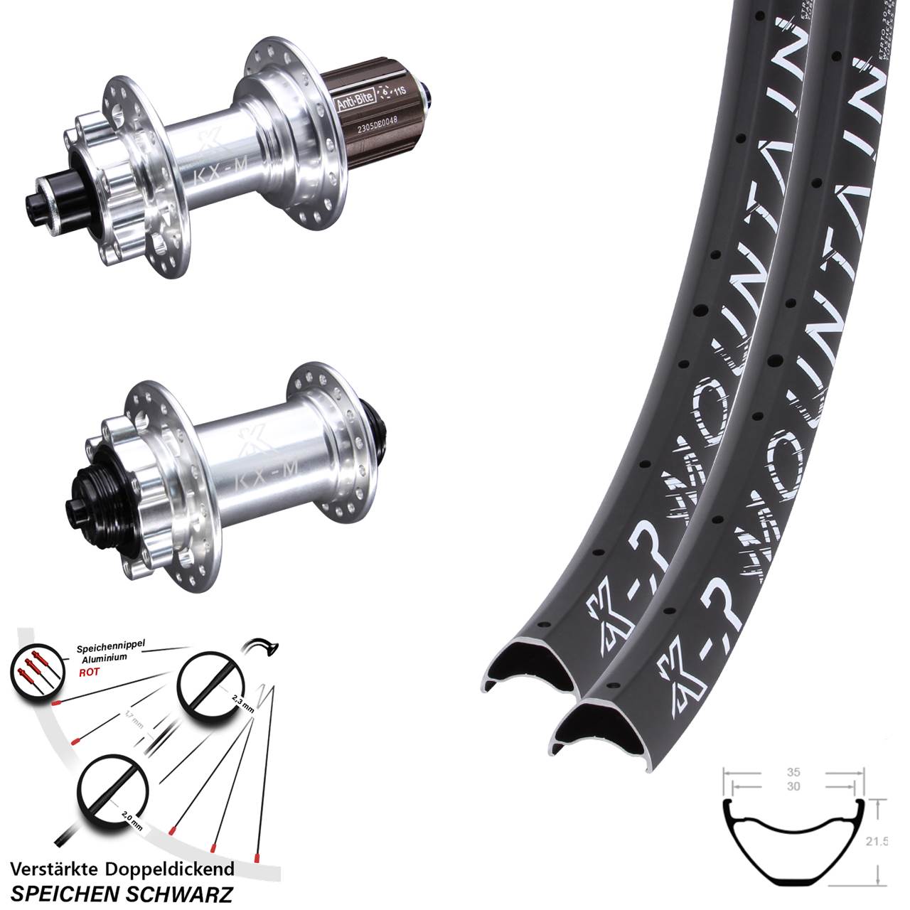KX-R Mountain verstärkt 29 Zoll Laufradsatz 6-Loch QR 8-12 fach
