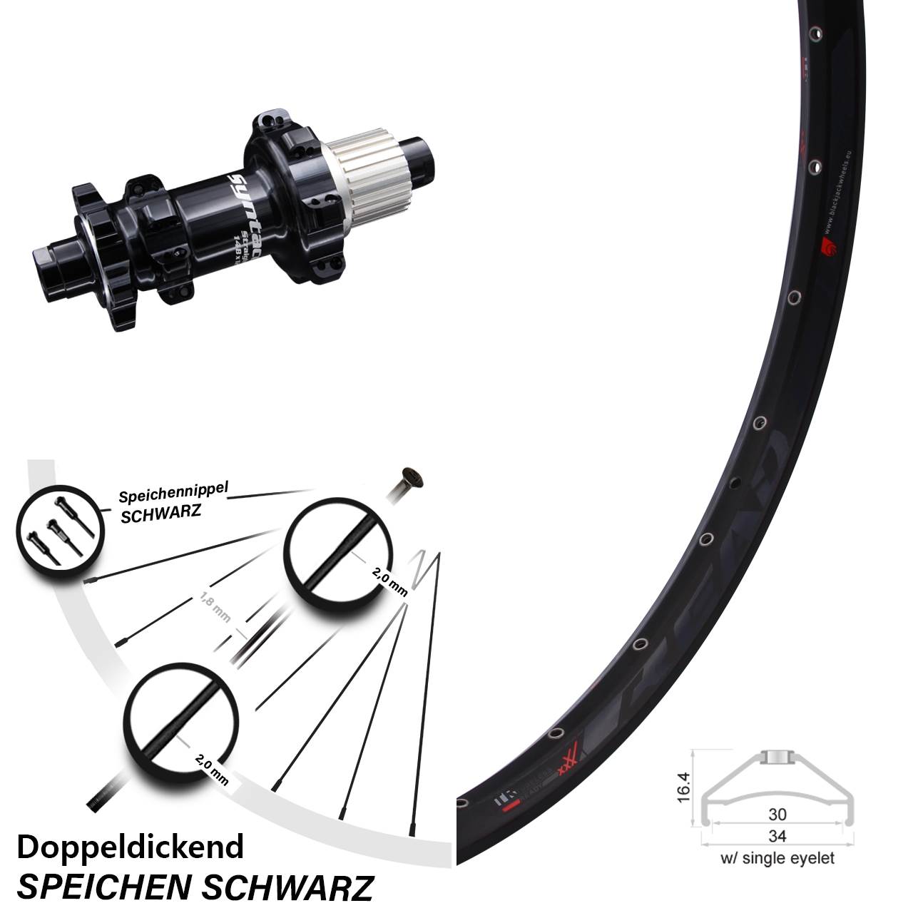 Syntace Boost Straightpull Rodi Ready 30 Hinterrad 27,5 Zoll für 6-Loch 12-fach