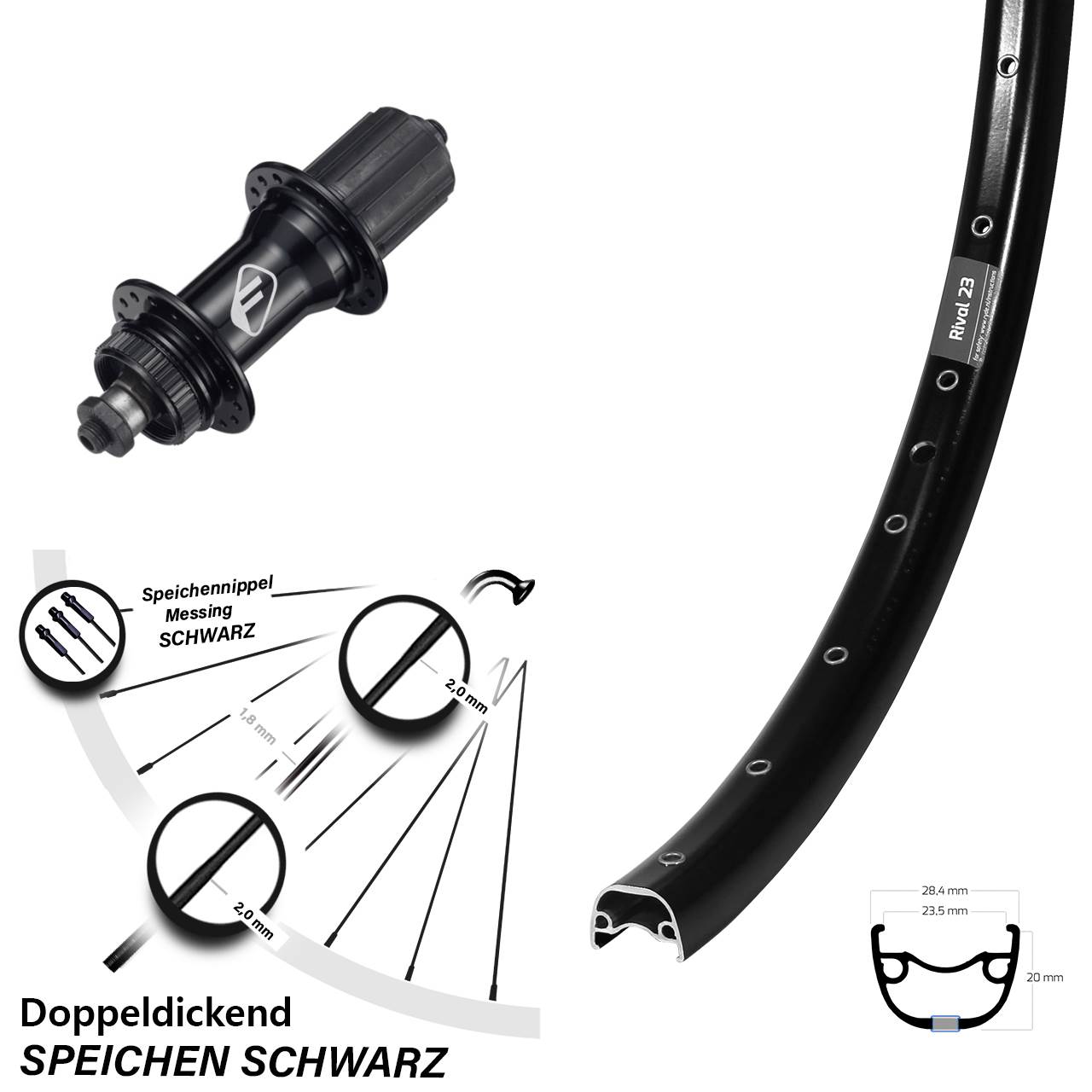 Ryde Rival 23 Formula CL52 27,5 Zoll Hinterrad Centerlock QR 8-11 fach HG