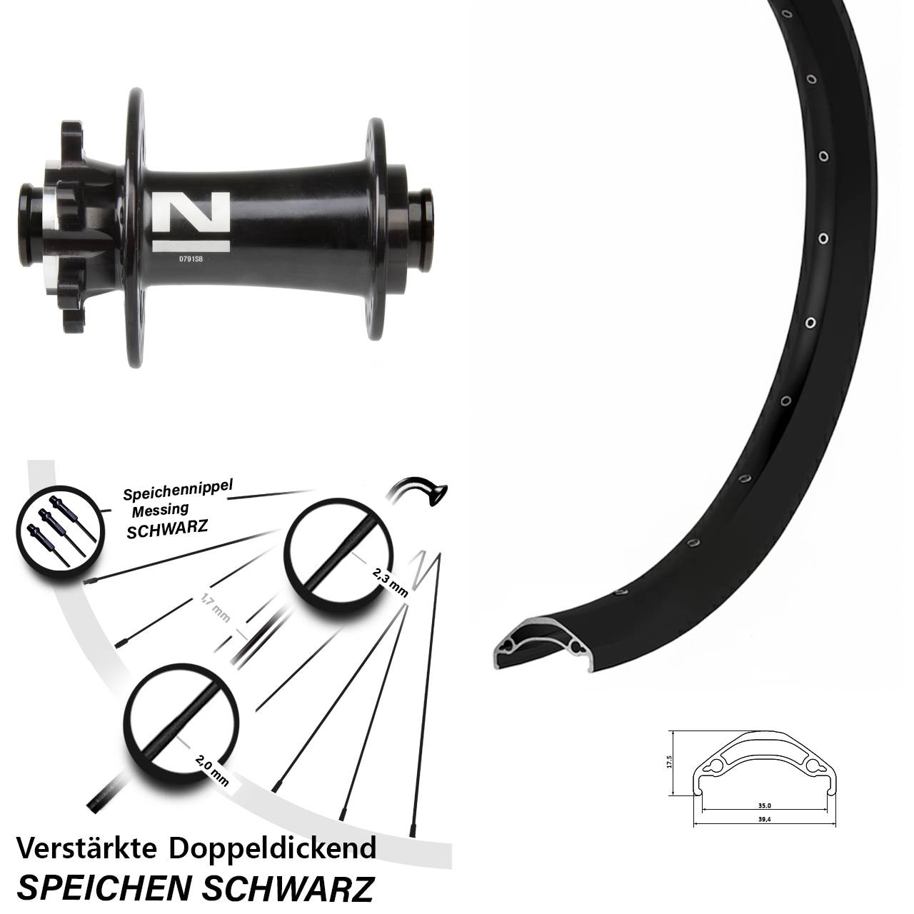 Ryde Disc 35 Novatec D791 29 Zoll Vorderrad 6-Loch 15x100