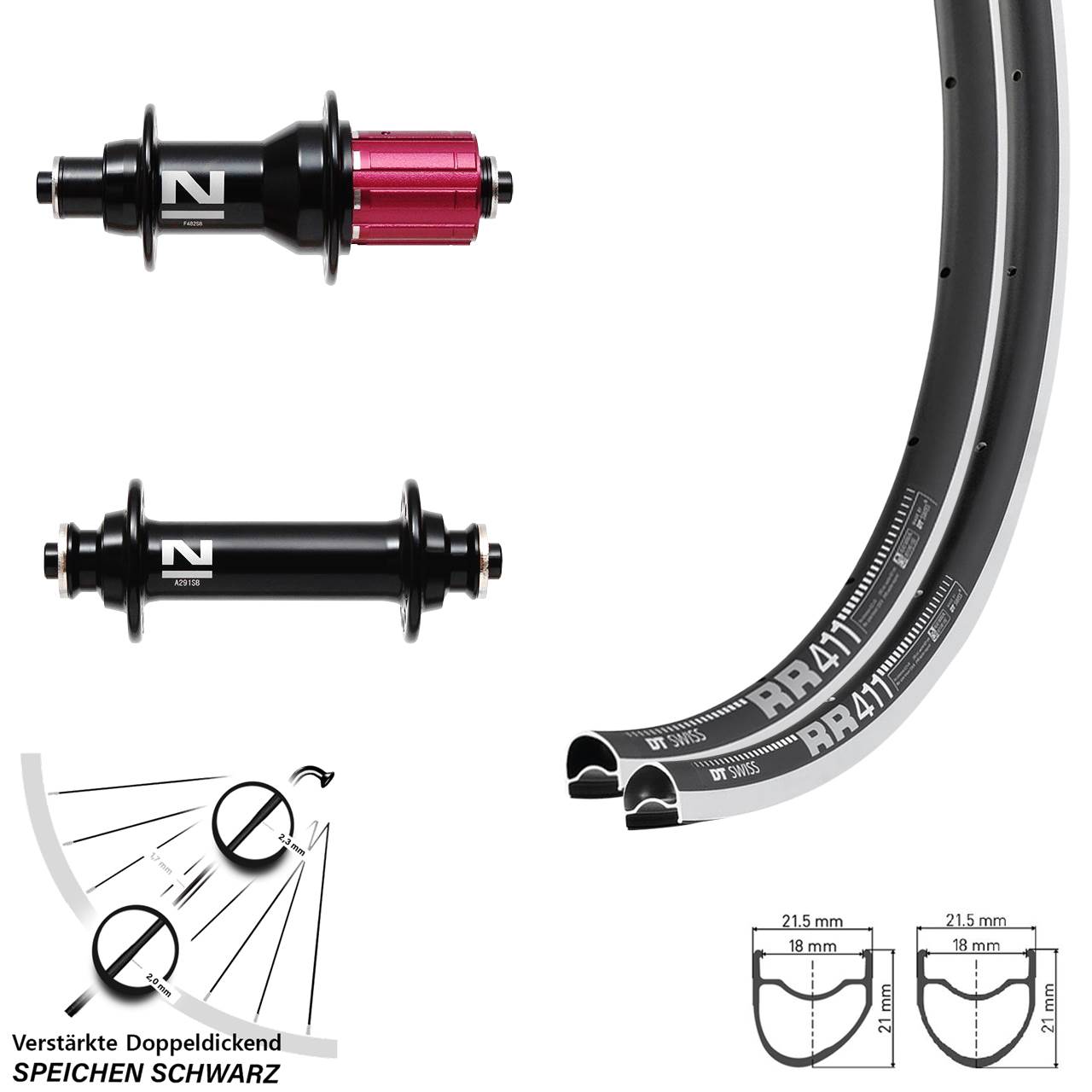 28 Zoll DT Swiss RR411 Novatec 8-12 fach Laufradsatz 5x100/130
