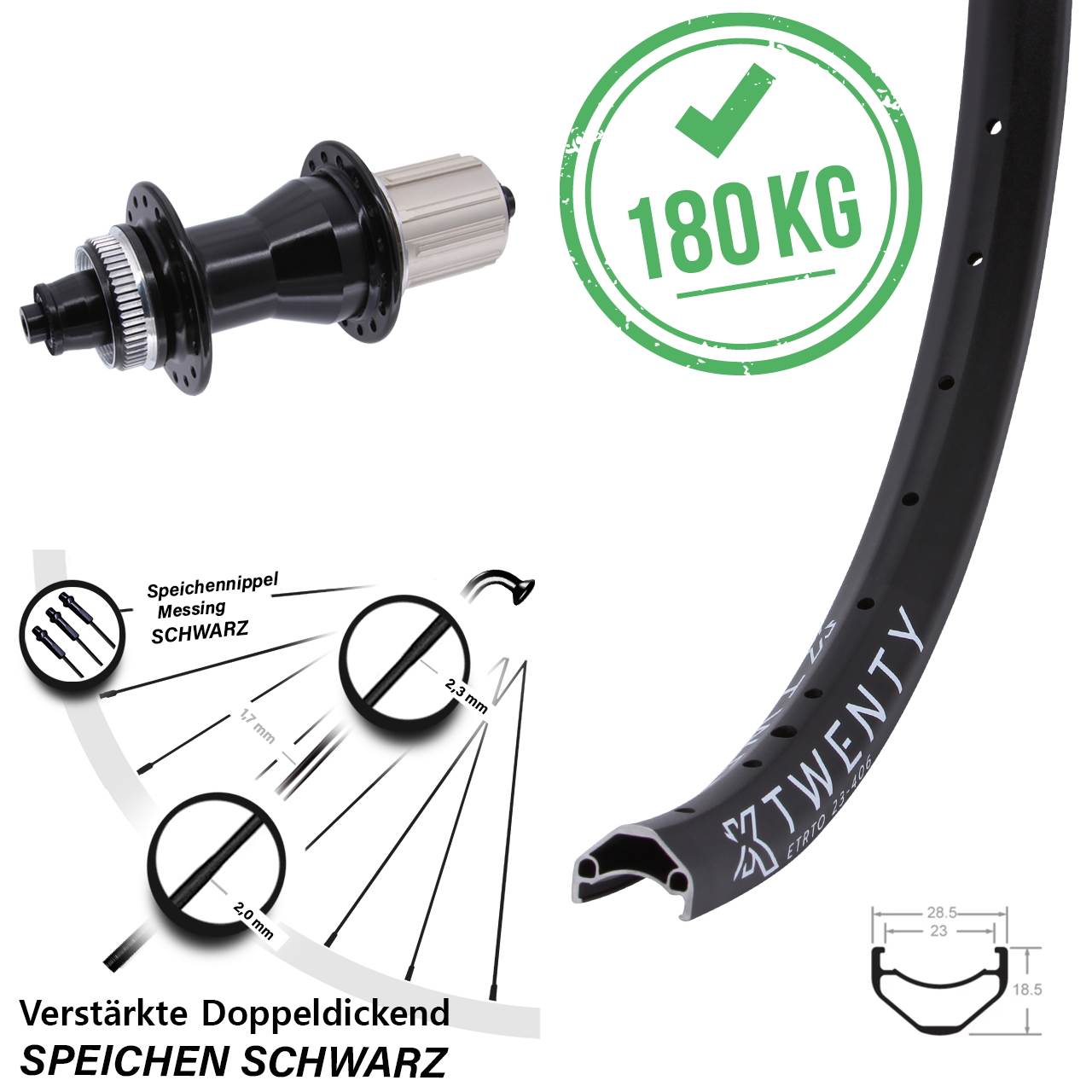 Disc Laufrad 20 Zoll KX Twenty Novatec CL135 8-12 fach für Schnellspanner