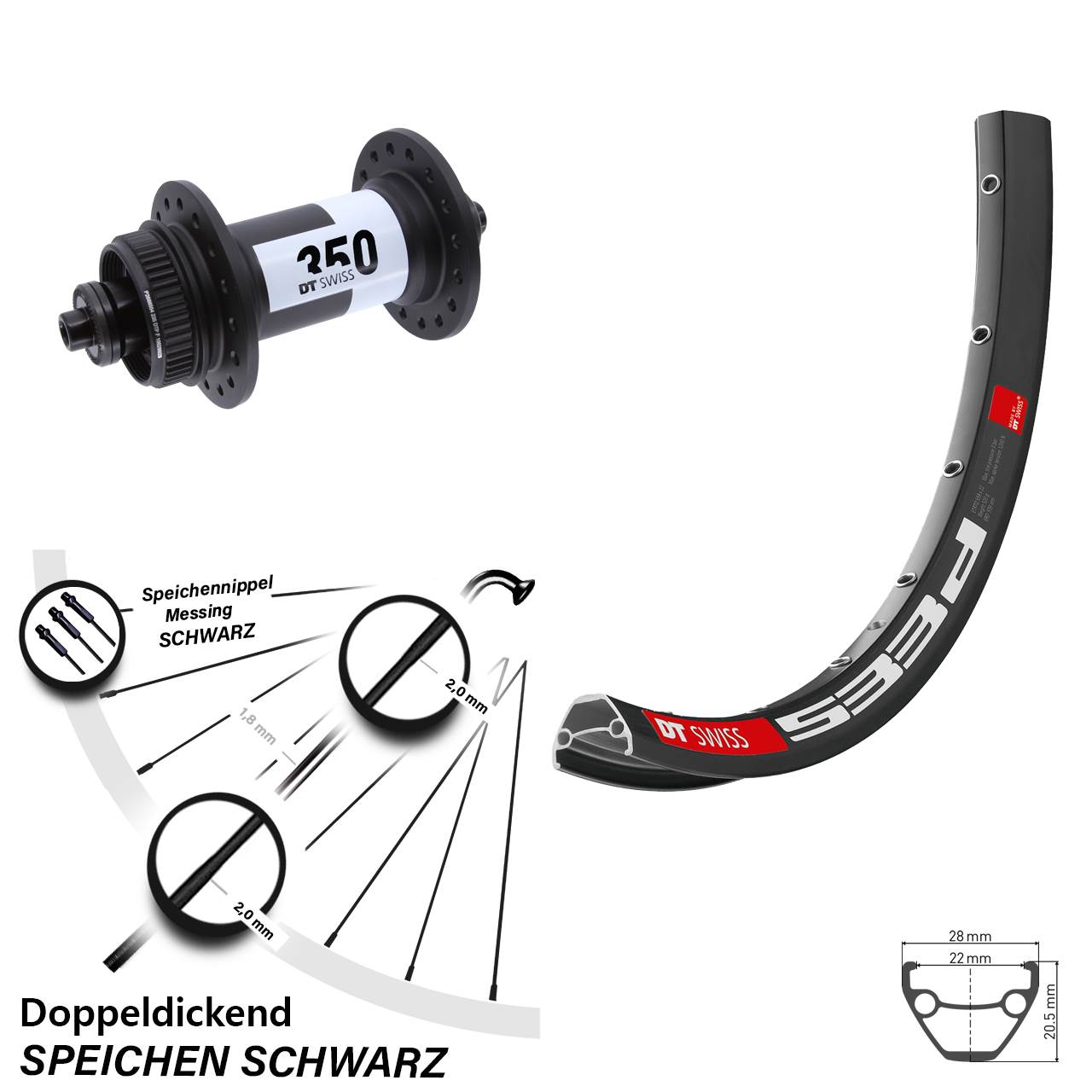Vorderrad 27,5 Zoll DT Swiss 533d-350 Centerlock QR