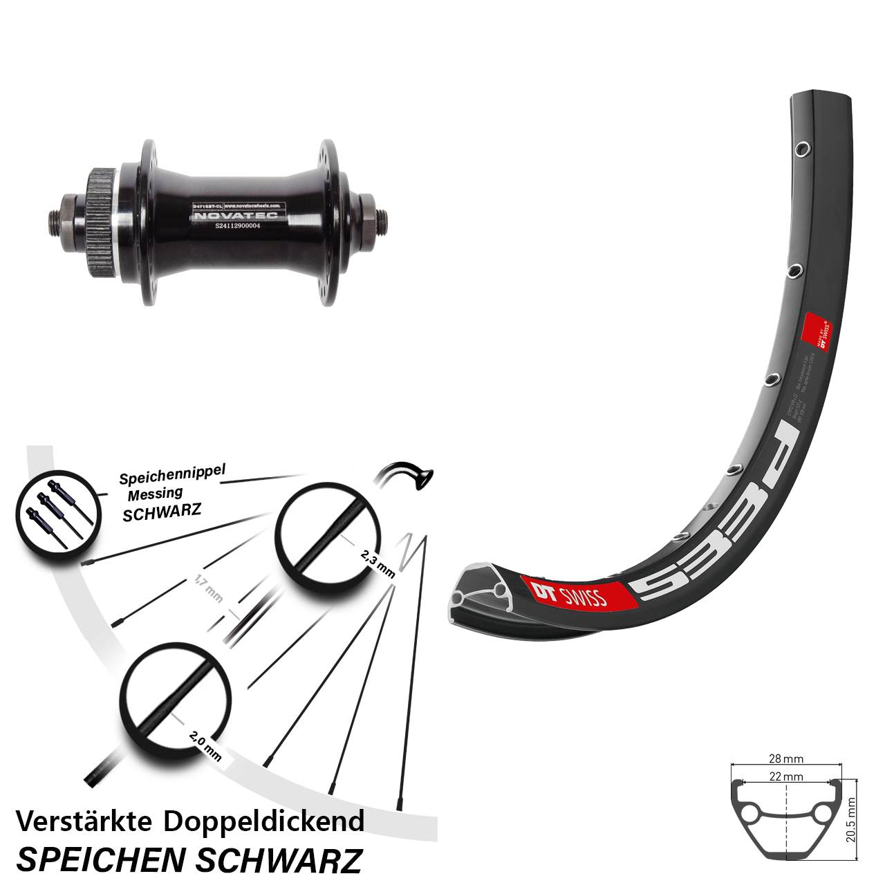 Centerlock Vorderrad QR 26 Zoll DT Swiss 533 D Novatec D471