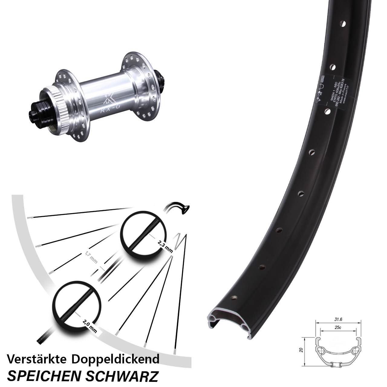 20 Zoll Mach1 Kargo KX-G Disc Laufrad für Schnellspanner
