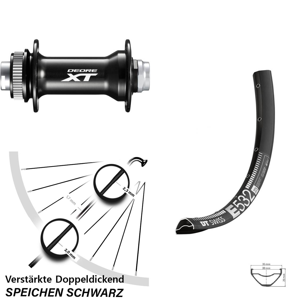 Disc Laufrad 15x110 29 Zoll DT Swiss E532 Shimano Deore XT Boost