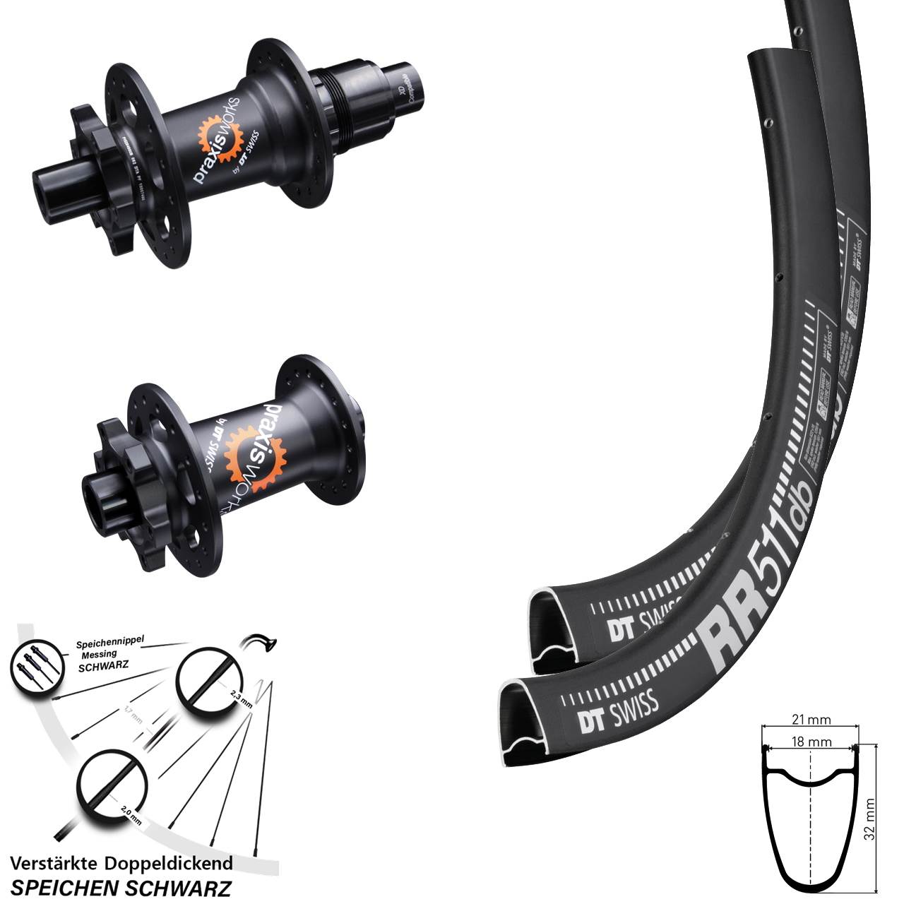 Laufradsatz 6-Loch 28 Zoll DT Swiss RR 511 DT Swiss 350 SRAM XD 15x100 12x142