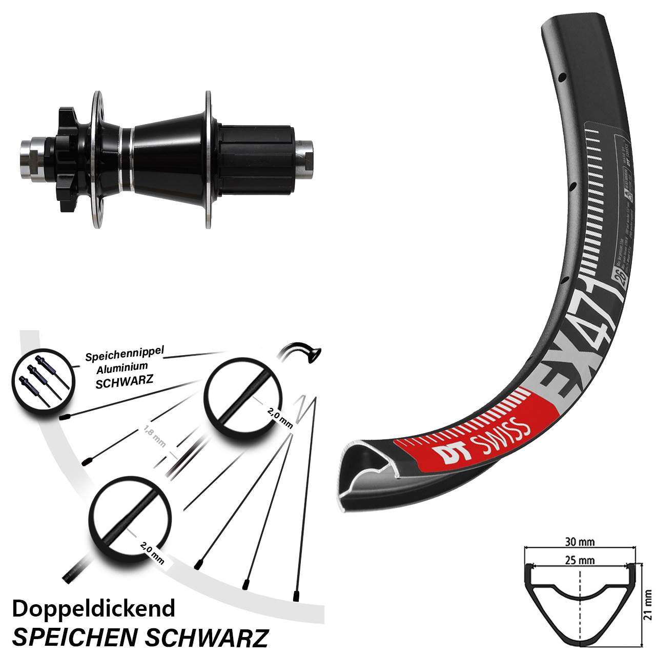27,5 Zoll Hinterrad DT Swiss EX 471 mit Formula GDC-1528 Nabe 8-11 fach