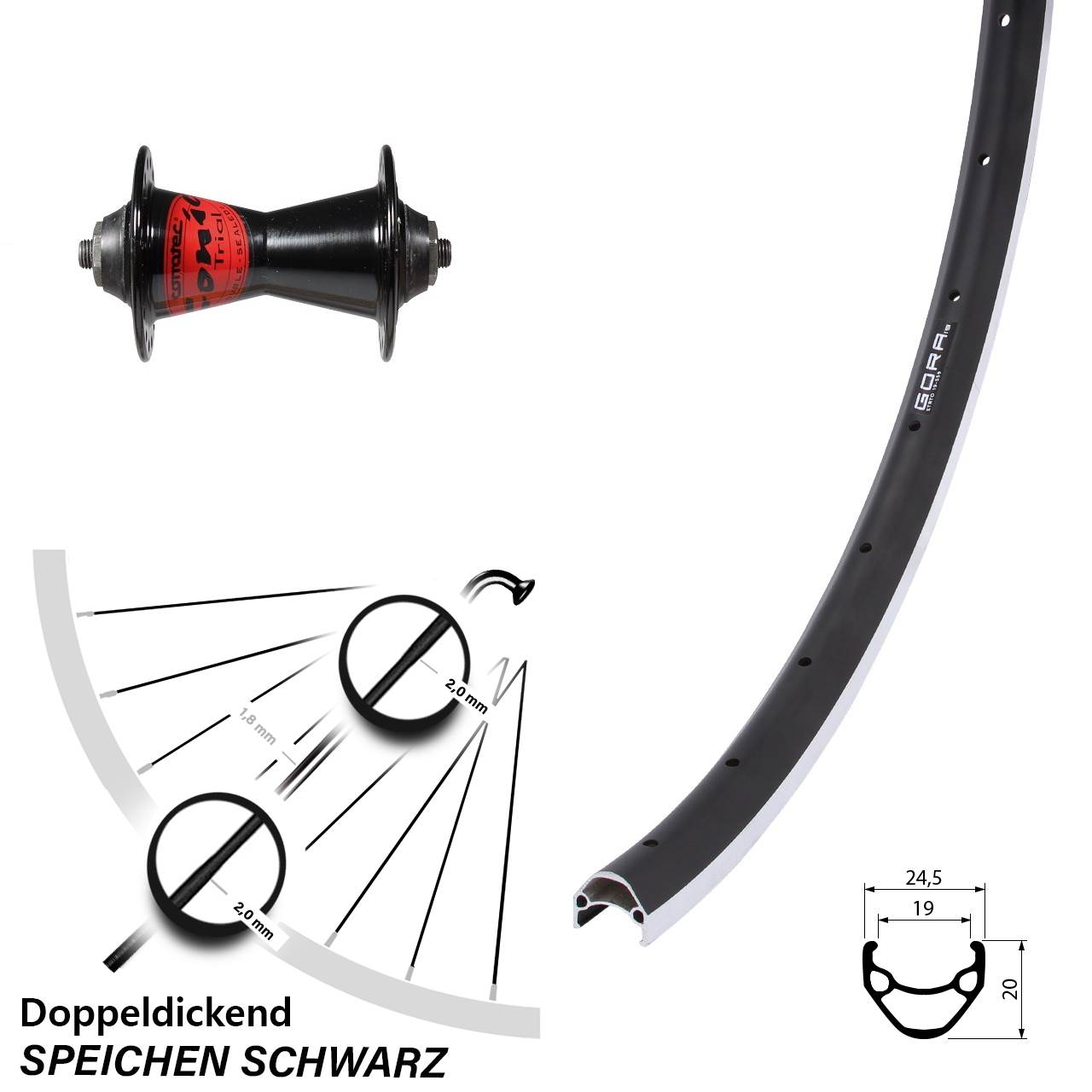 26 Zoll Gora 19 Formula Conic Laufrad QR