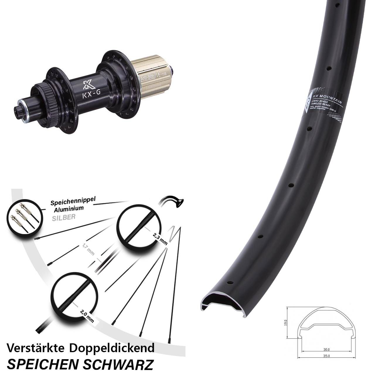 Centerlock Hinterrad für Schnellspanner 29 Zoll KX-G Mountain 8-12 fach