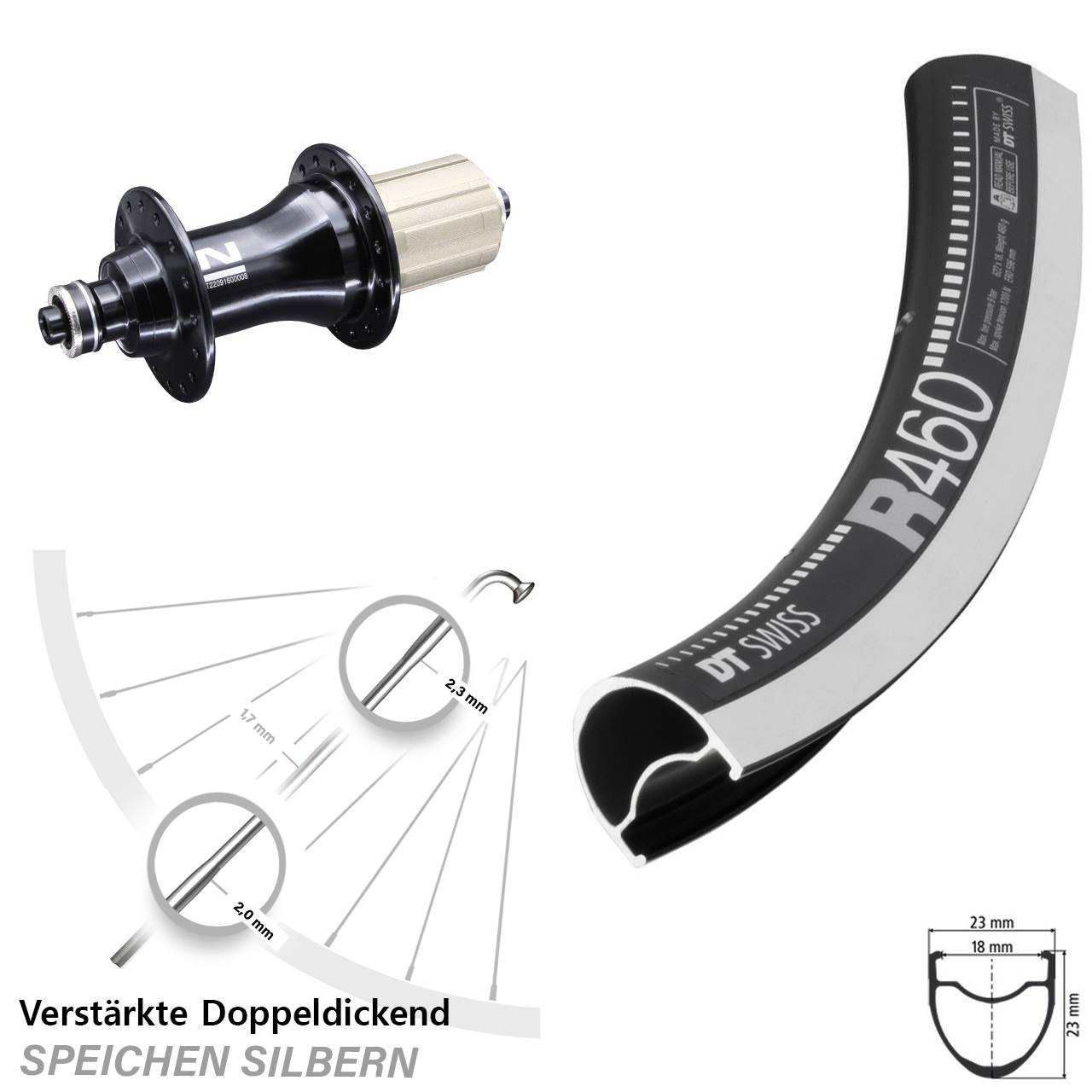 DT Swiss R 460 Novatec F162 28 Zoll Hinterrad für Schnellspanner 8-12 fach HG