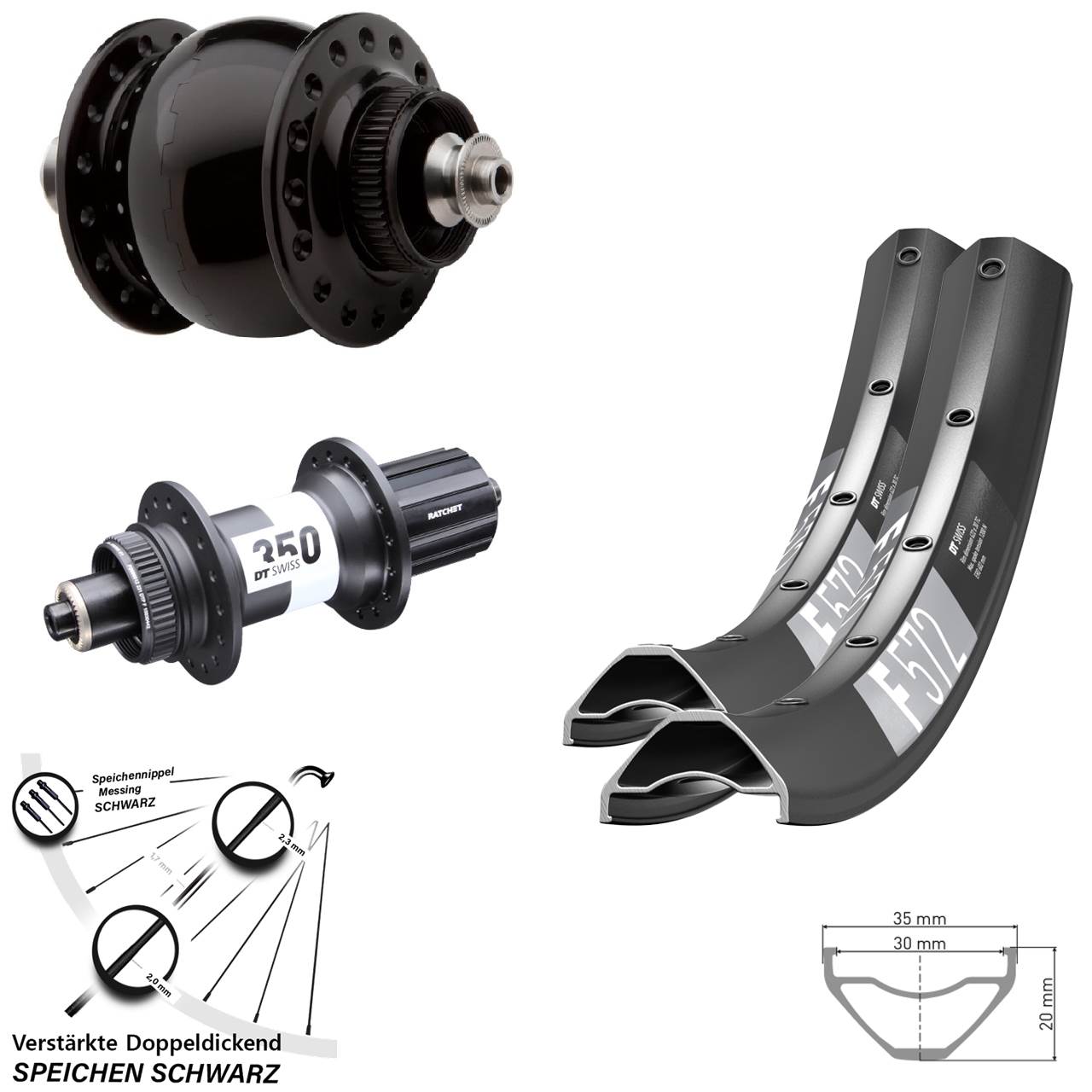 27,5 Zoll DT Swiss F572-350 Ratchet 36 SONdelux Centerlock Laufradsatz QR 8-11 fach