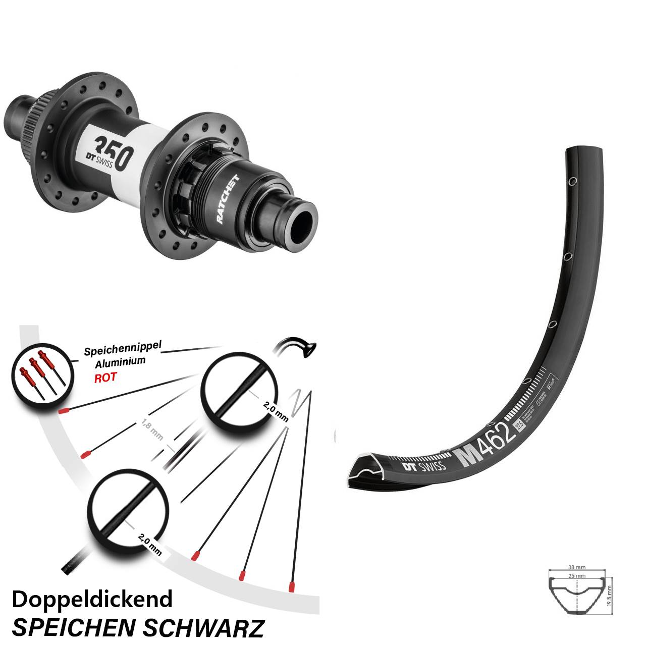 DT Swiss M462-350 27,5 Zoll Centerlock Hinterrad 12x142 XD