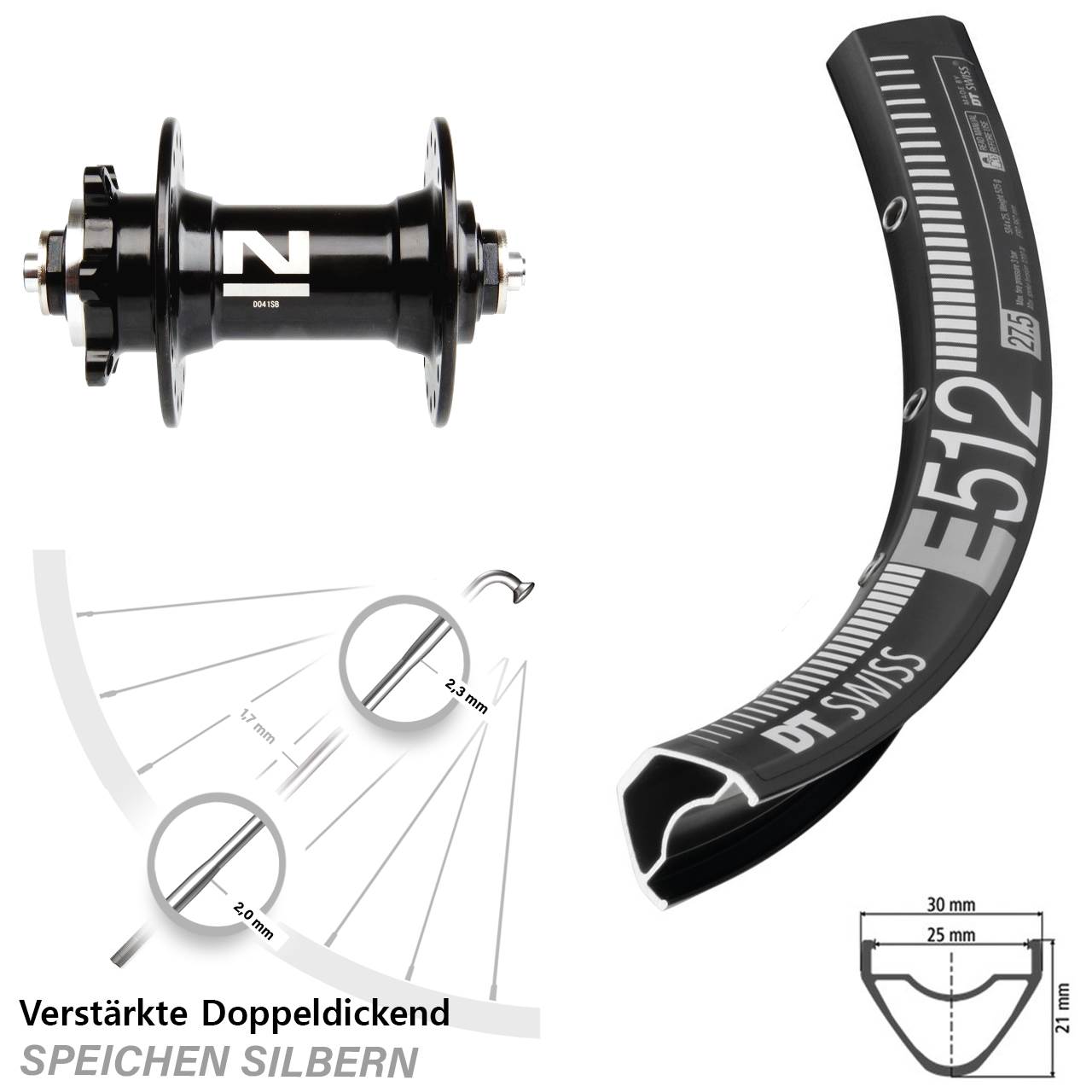 Disc 29 Zoll Vorderrad DT Swiss E 512 Novatec D-041 für Schnellspanner