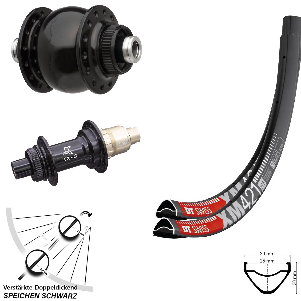 650B DT Swiss XM 421 KX-G SON 28 Disc Laufradsatz 12x100/142 XDR