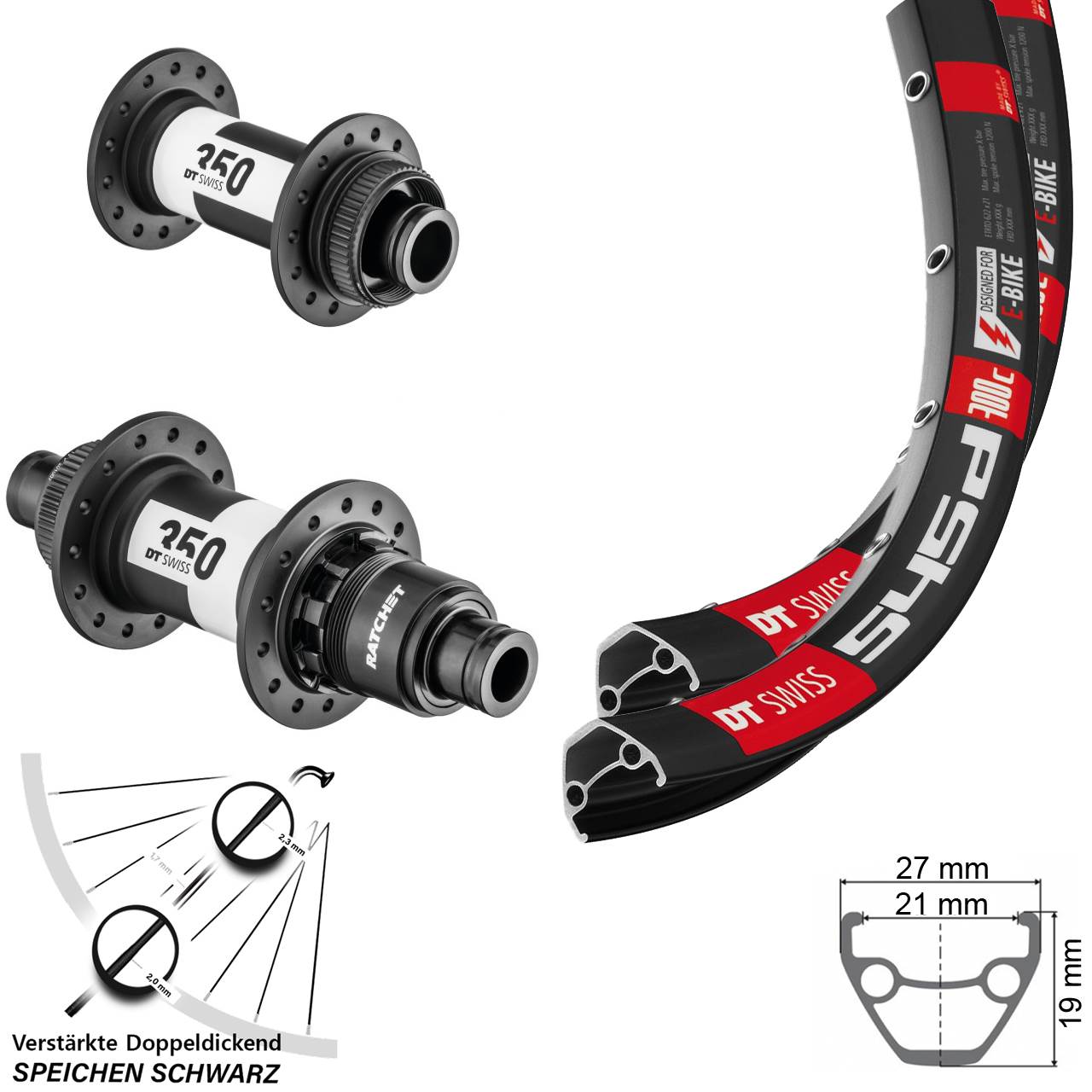 Disc Laufrad-Satz 26 Zoll DT Swiss 545-350 CL SRAM XD 11-12 fach 15x100 12x142