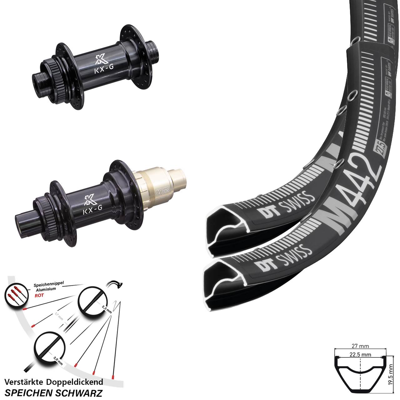 Centerlock Laufradsatz 15x100 12x142 28-29 Zoll DT Swiss M 442 KX-G SRAM XDR
