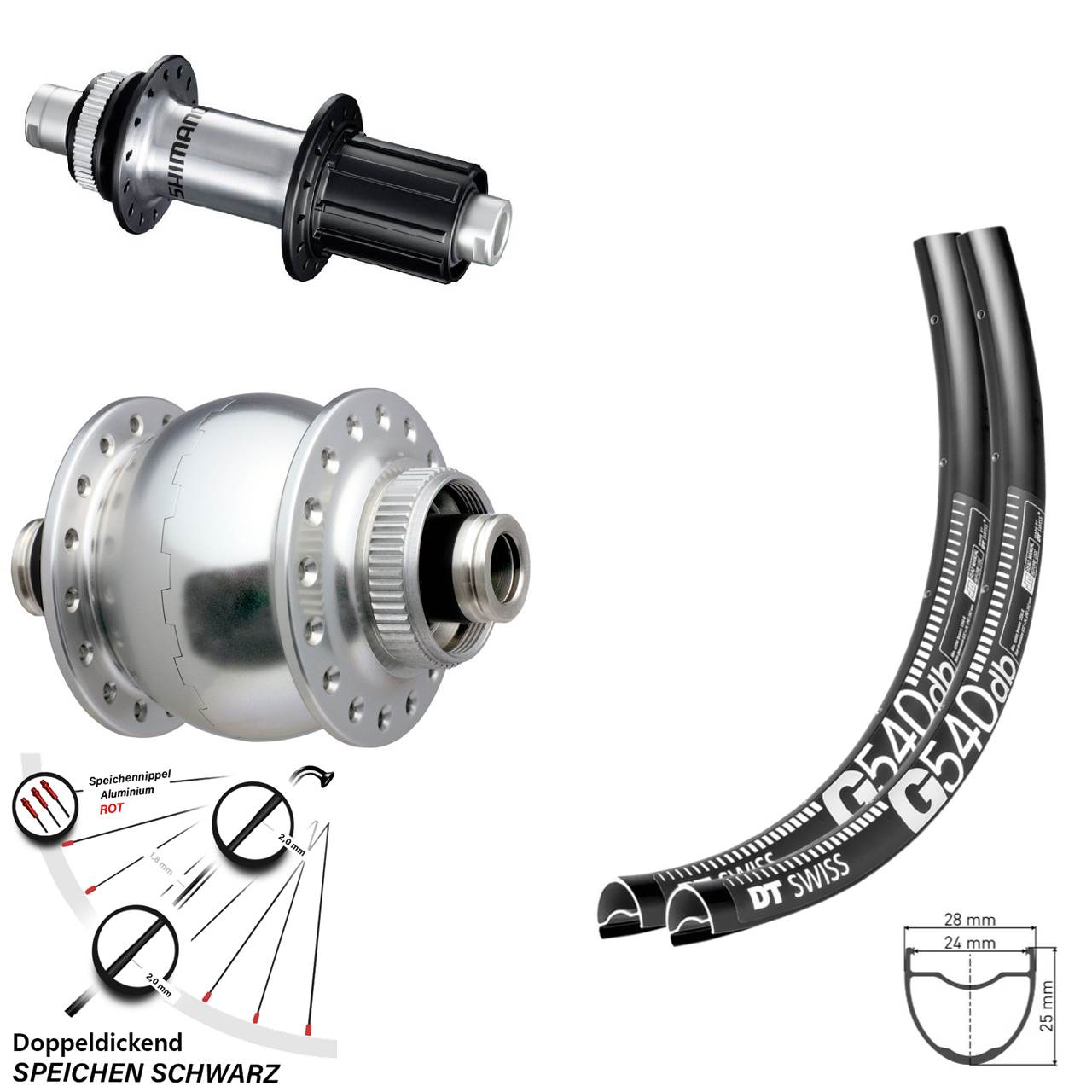 Disc Laufrad-Satz 12x100/142 29 Zoll DT Swiss G540 SON 28 silbern Shimano RS770