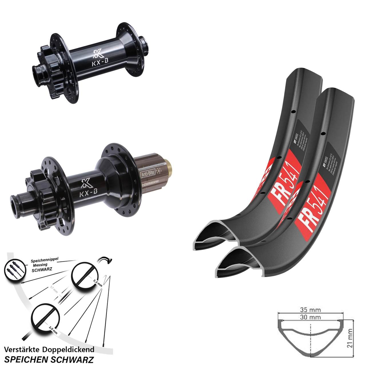 Laufradsatz 6-Loch 29 Zoll DT Swiss FR 541 KX-B 8-11 fach 15x110 12x148 Boost
