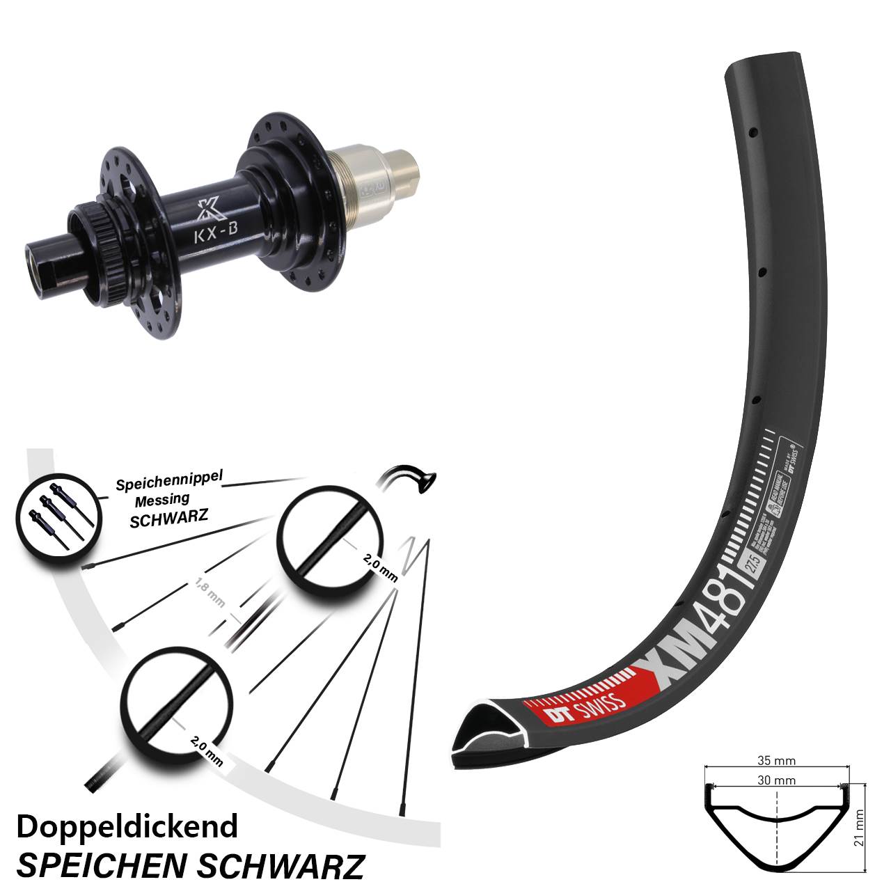 27,5 Zoll Hinterrad DT Swiss XM 481 KX-B Centerlock XD 12x148