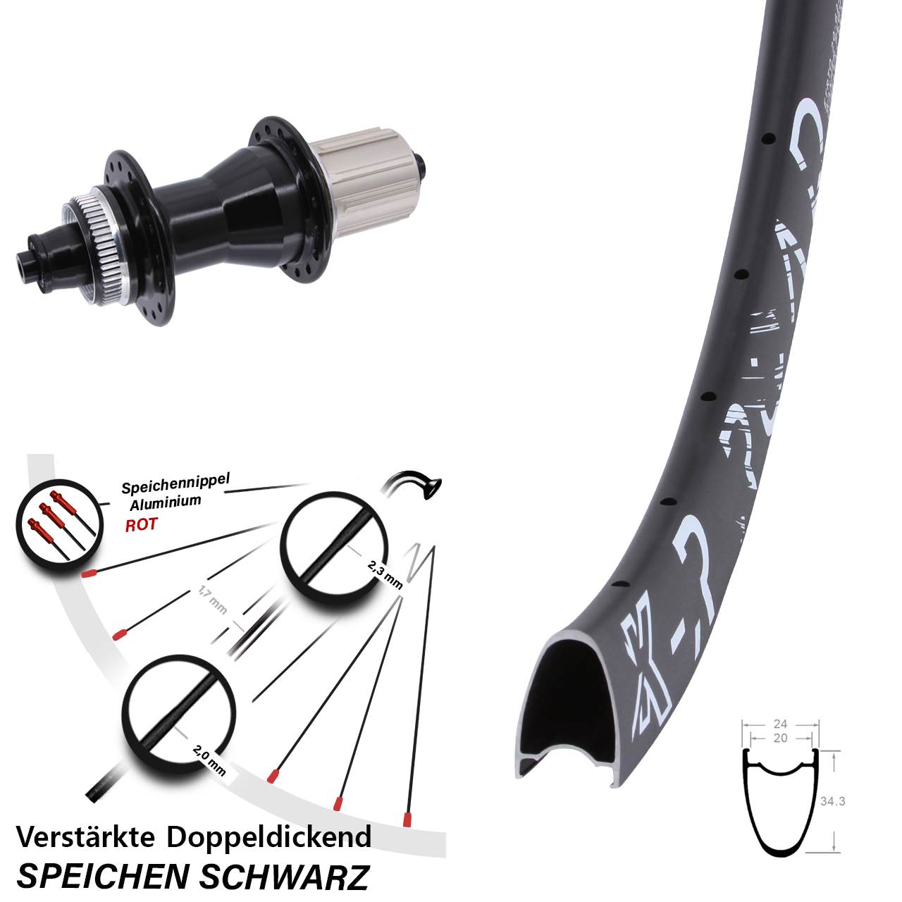 29 Zoll KX-R Road Novatec CL135 Hinterrad Centerlock für Schnellspanner 8-12 fach HG