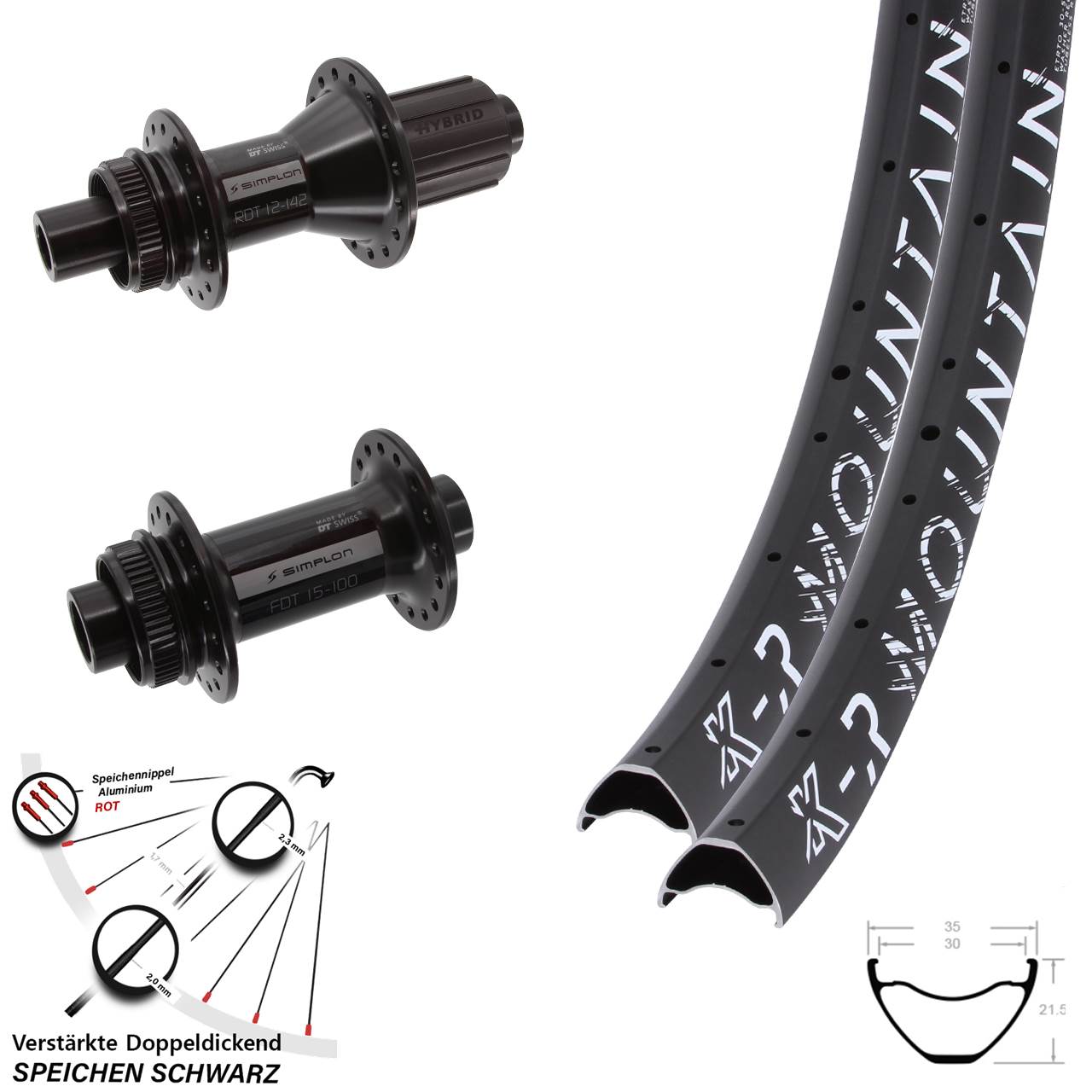 KX-R Mountain DT Swiss 370 Hybrid 29 Zoll Laufradsatz Centerlock 12x100/142 8-11 fach