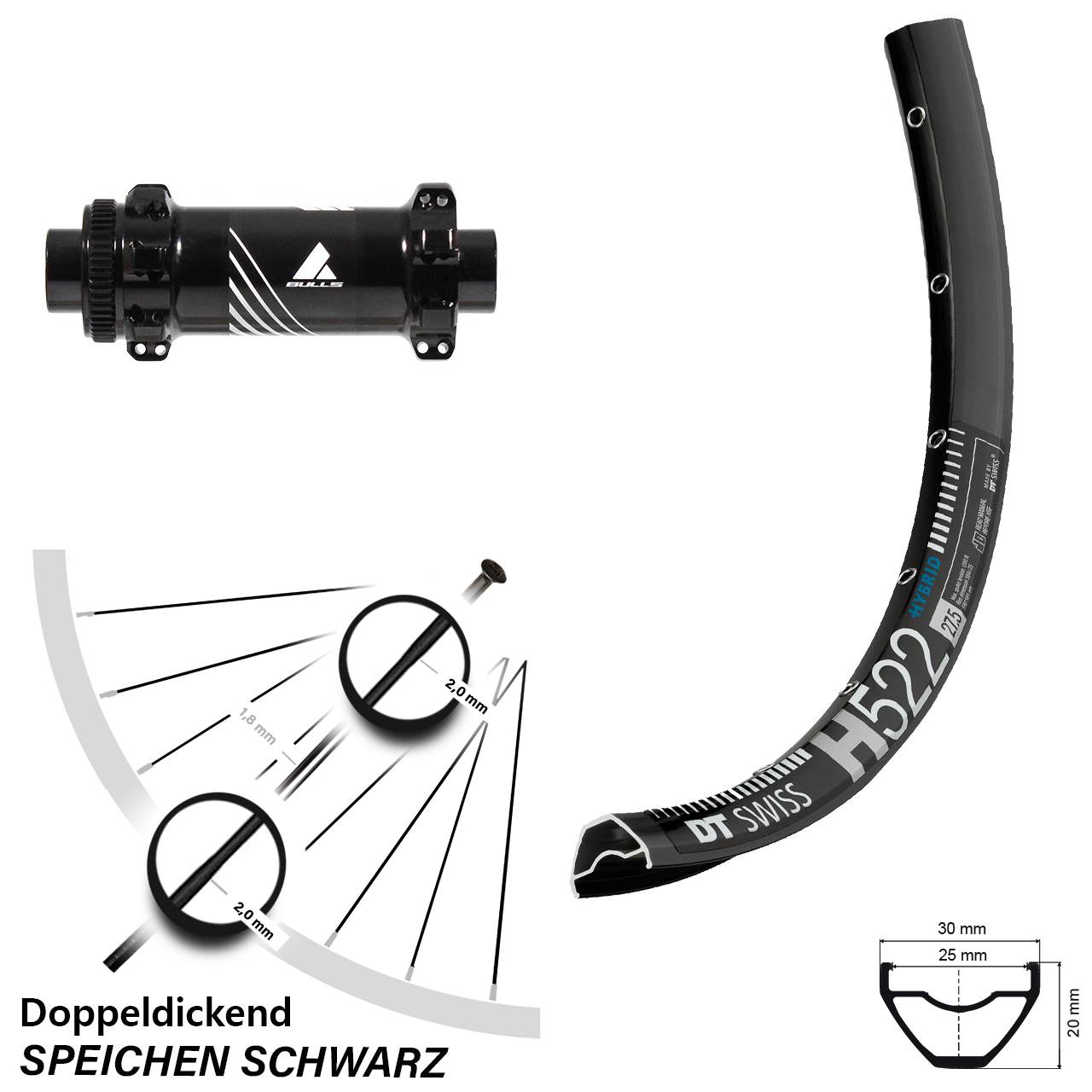 650B DT Swiss H 522 Formula TC-711 Bulls Disc Laufrad 15x110 Boost