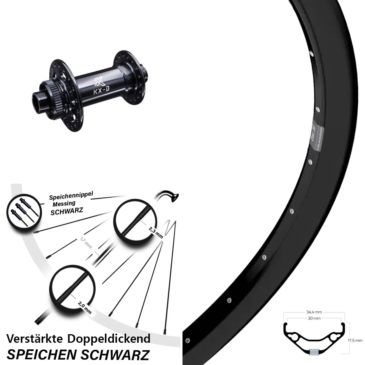 Ryde Disc 30 KX-B 27,5 Zoll Vorderrad 15x110 Boost