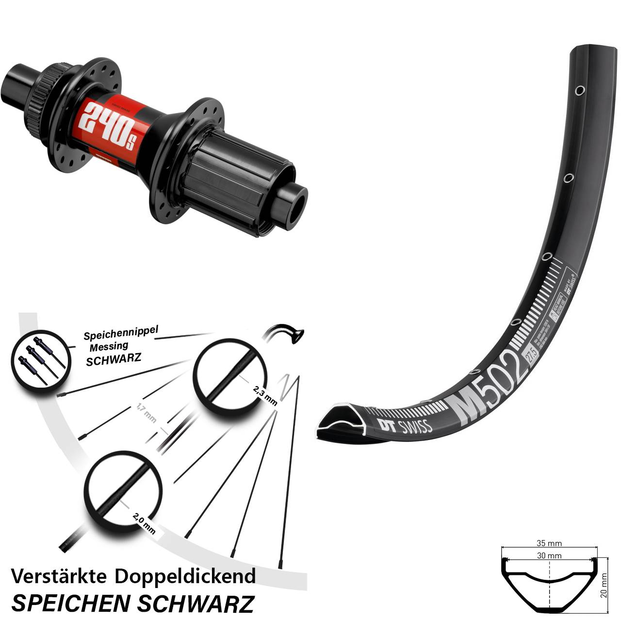 Disc Hinterrad 27,5 Zoll DT Swiss M 502 240s 8-11 fach 12x148