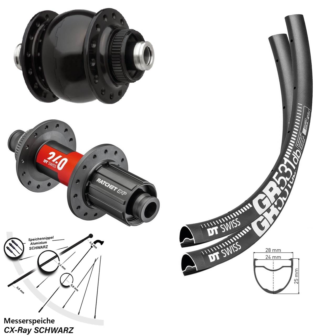 Laufrad-Satz 12x100/142 29 Zoll GR 531 DT Swiss 240 EXP SON delux 8-12 fach CX-Ray
