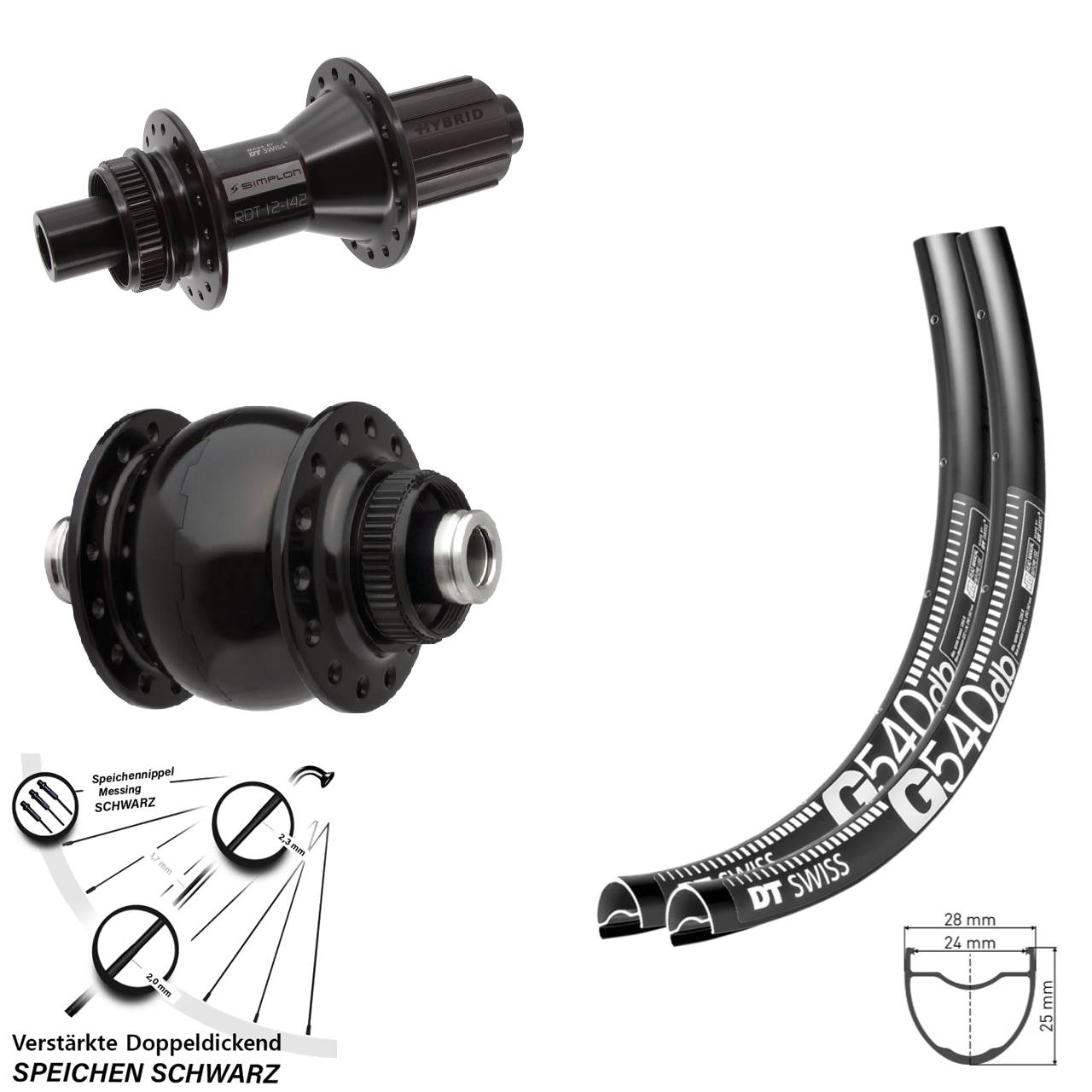 Laufradsatz Centerlock 650B DT Swiss G540-370 Hybrid SON delux 8-11 fach 12x100/142