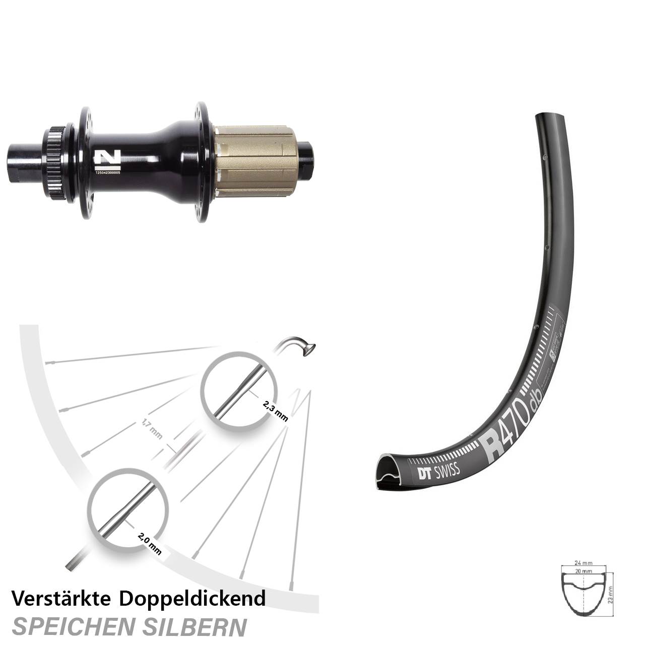 28 Zoll DT Swiss R 470 Novatec D792SB Centerlock Hinterrad 12x142 8-12 fach