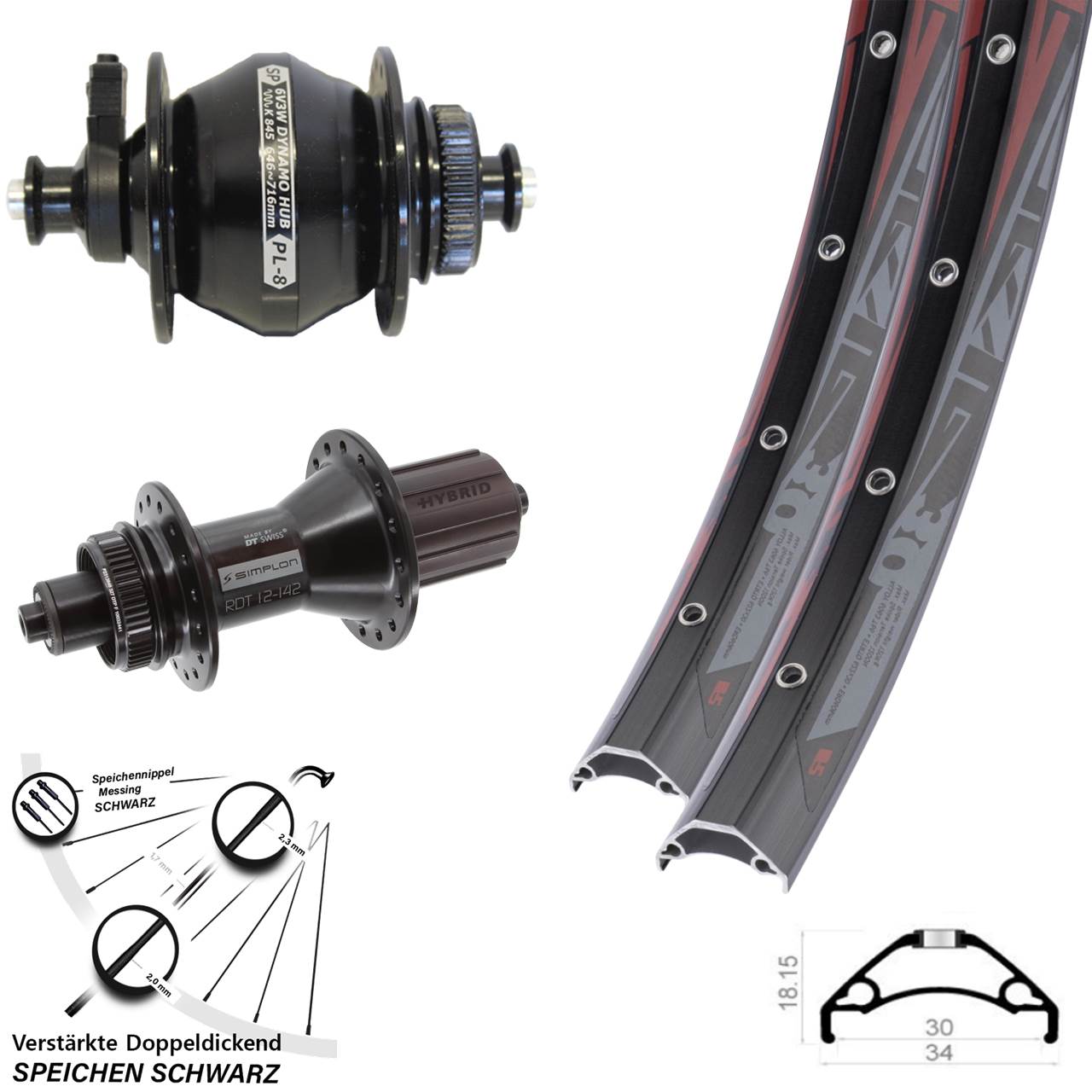 Centerlock Laufradsatz QR 29 Zoll Rodi TRYP 30 DT Swiss 370 Hybrid SP PL-8 8-11 fach