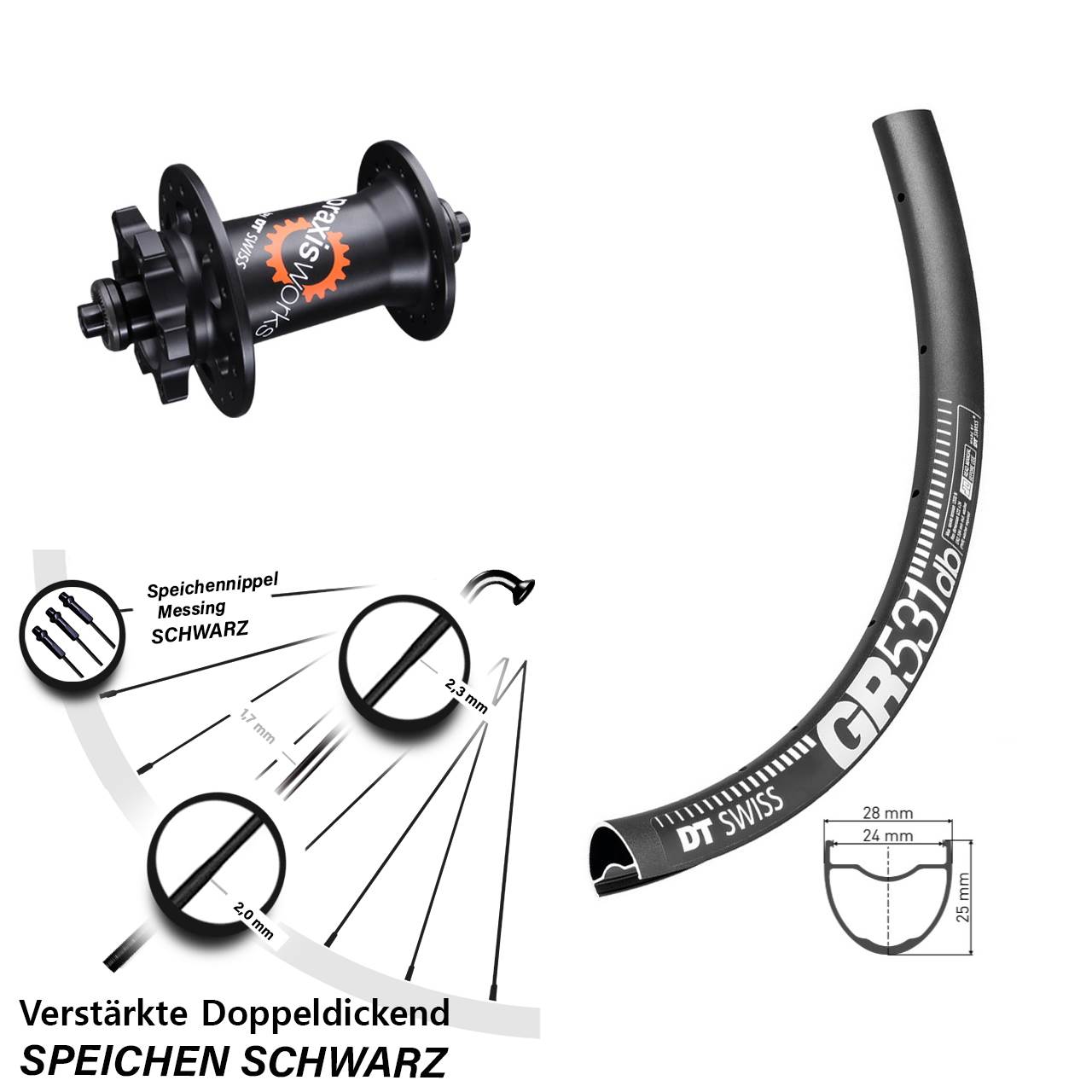 Vorderrad 6-Loch QR 29 Zoll GR 531 DT Swiss 350