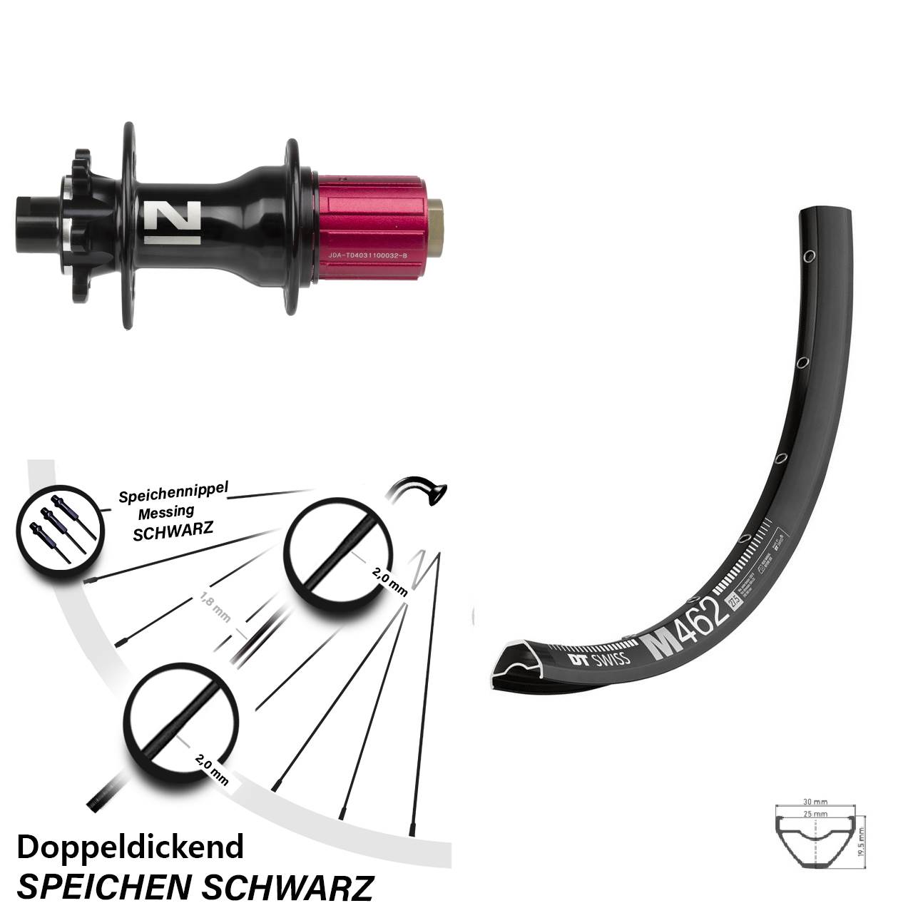DT Swiss M 462 Novatec D792 650B Disc Laufrad 12x142 8-12 fach